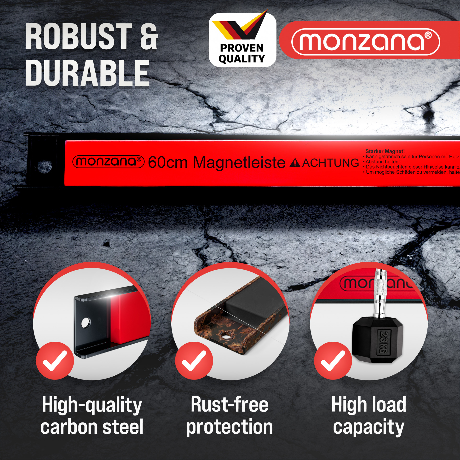 Magnetleiste 3er-Set 60cm inkl Montagematerial
