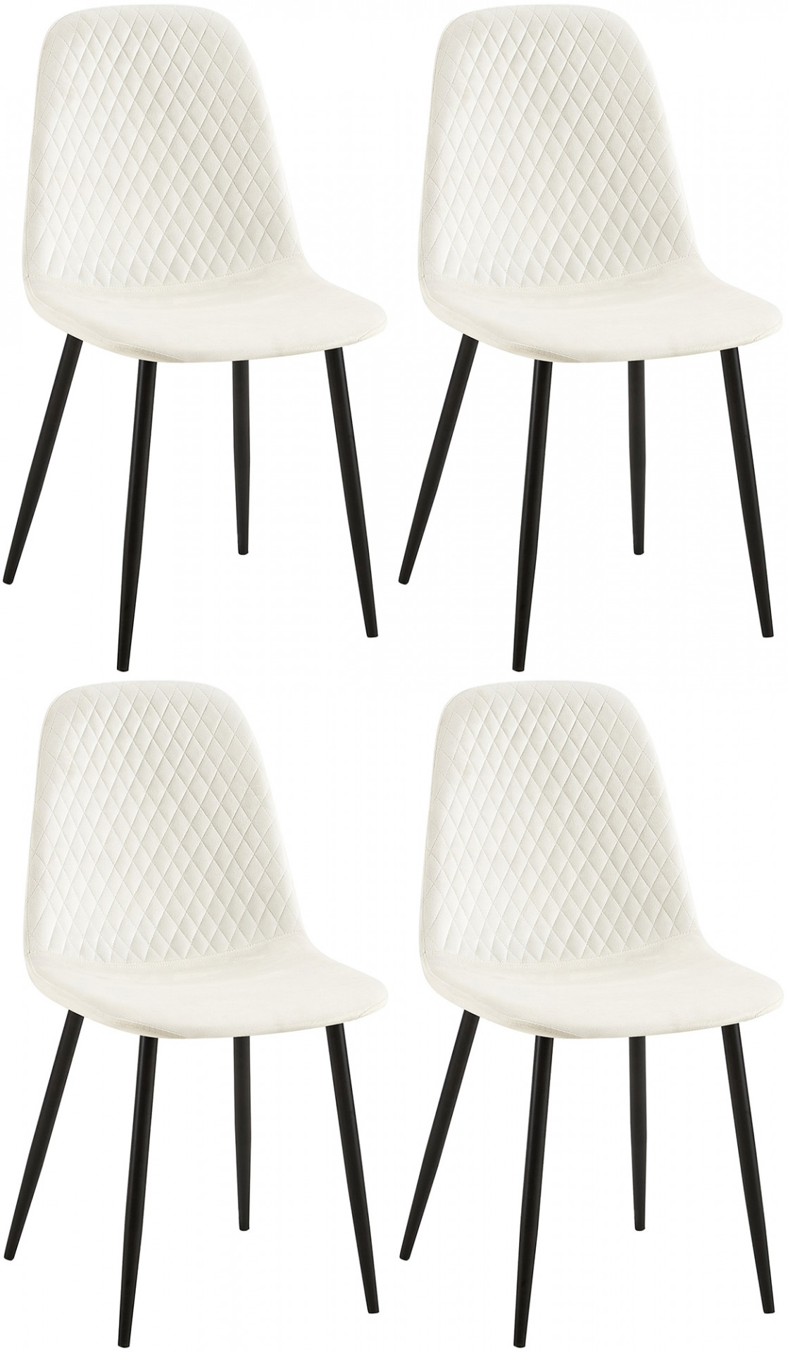 4er Set Stühle Giverny Samt, cremeweiß
