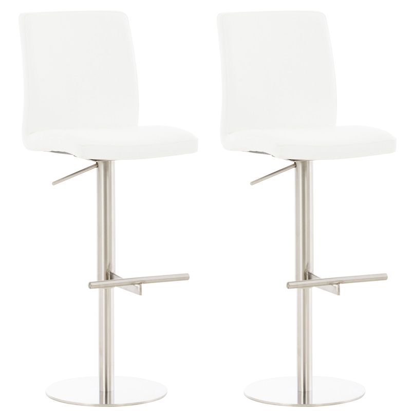 2er Set Barhocker Cadiz Kunstleder edelstahl, weiß