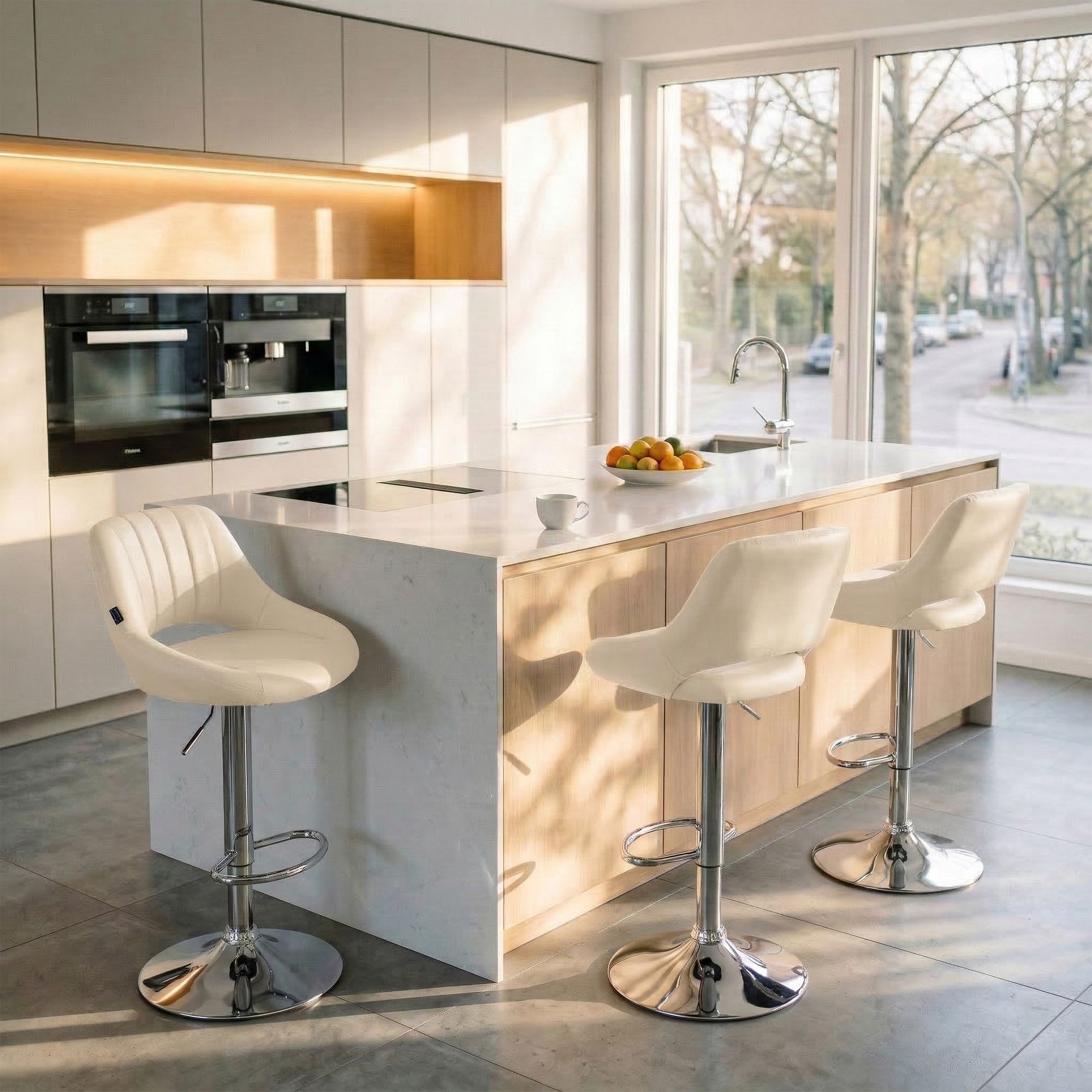 Barhocker Milet Kunstleder chrom, creme