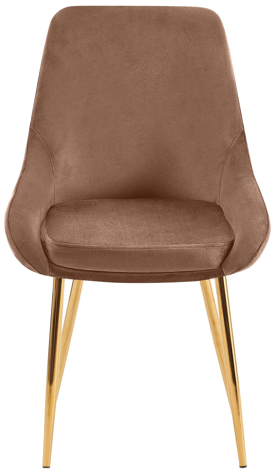 2er Set Esszimmerstuhl Elmira Samt gold, braun
