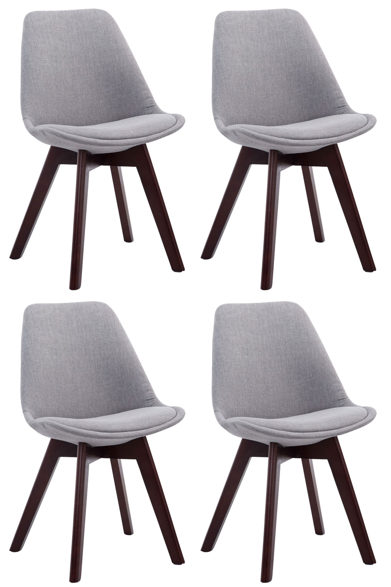 4er Set Besucherstühle Borneo V2 Walnuss Stoff, grau