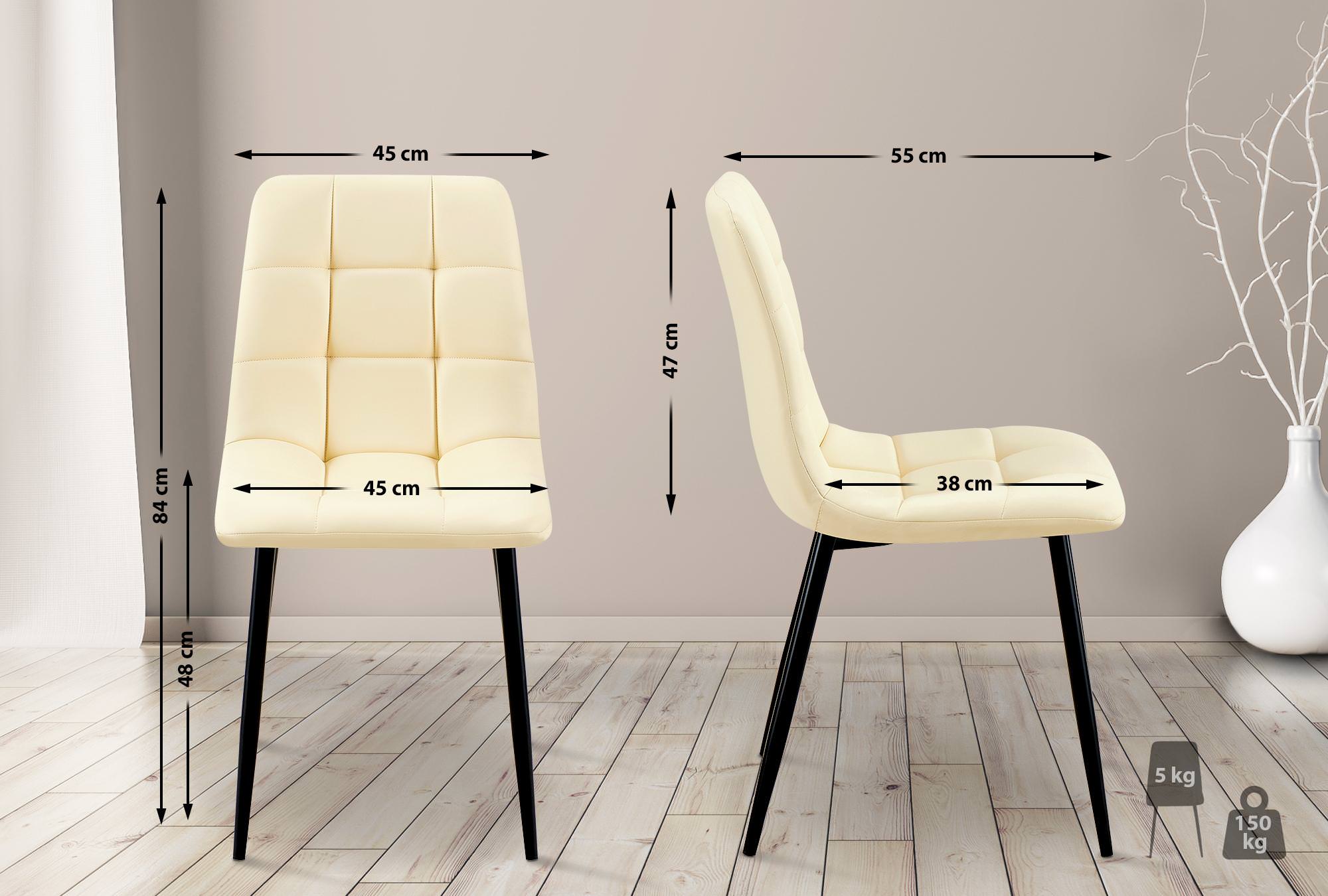 4er Set Esszimmerstuhl Antibes Kunstleder, creme
