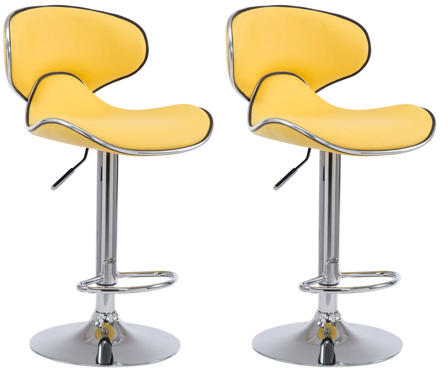 2er Set Barhocker Las Vegas V2 Kunstleder chrom, gelb