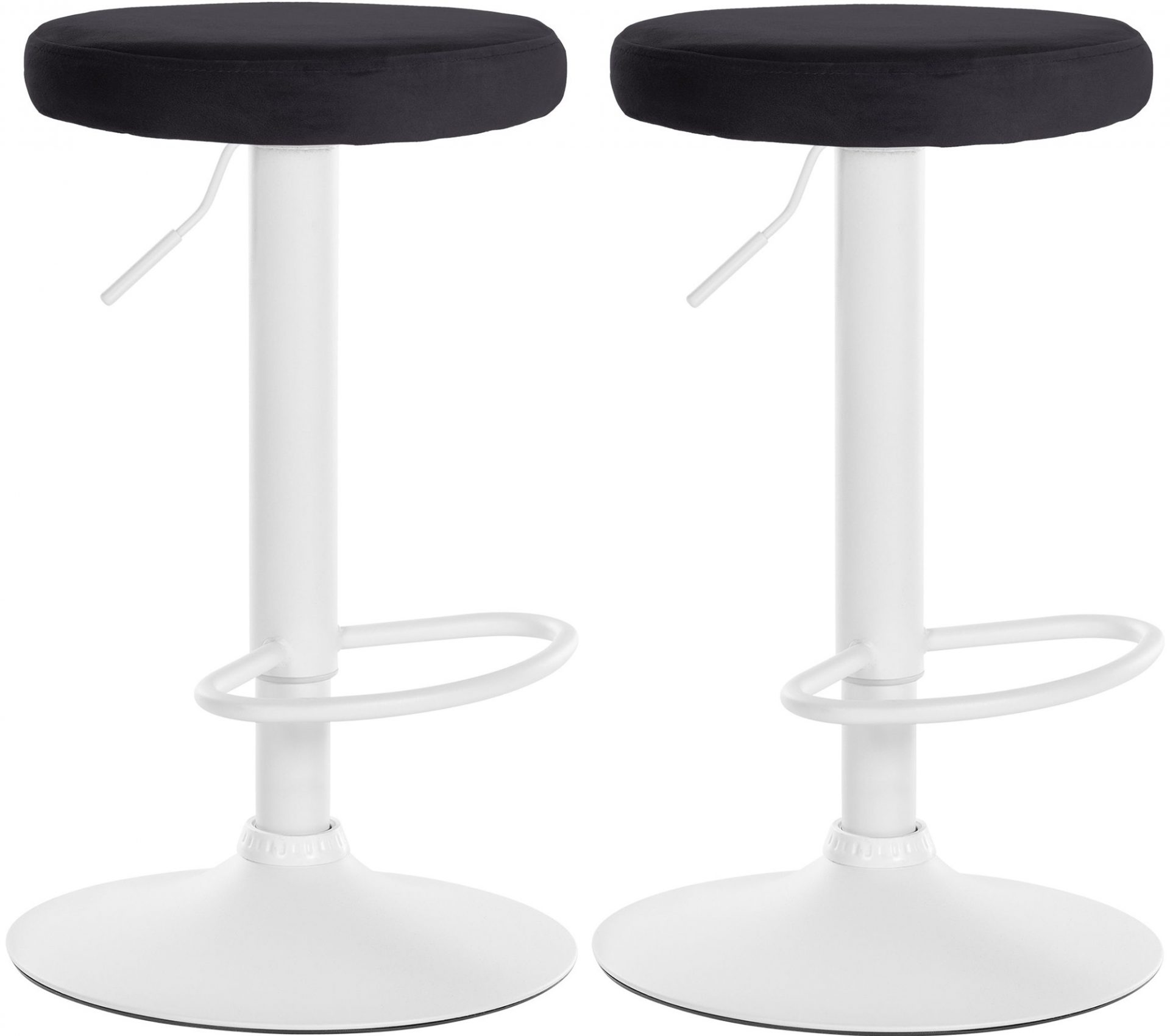 2er Set Barhocker Ponte Samt weiß, schwarz