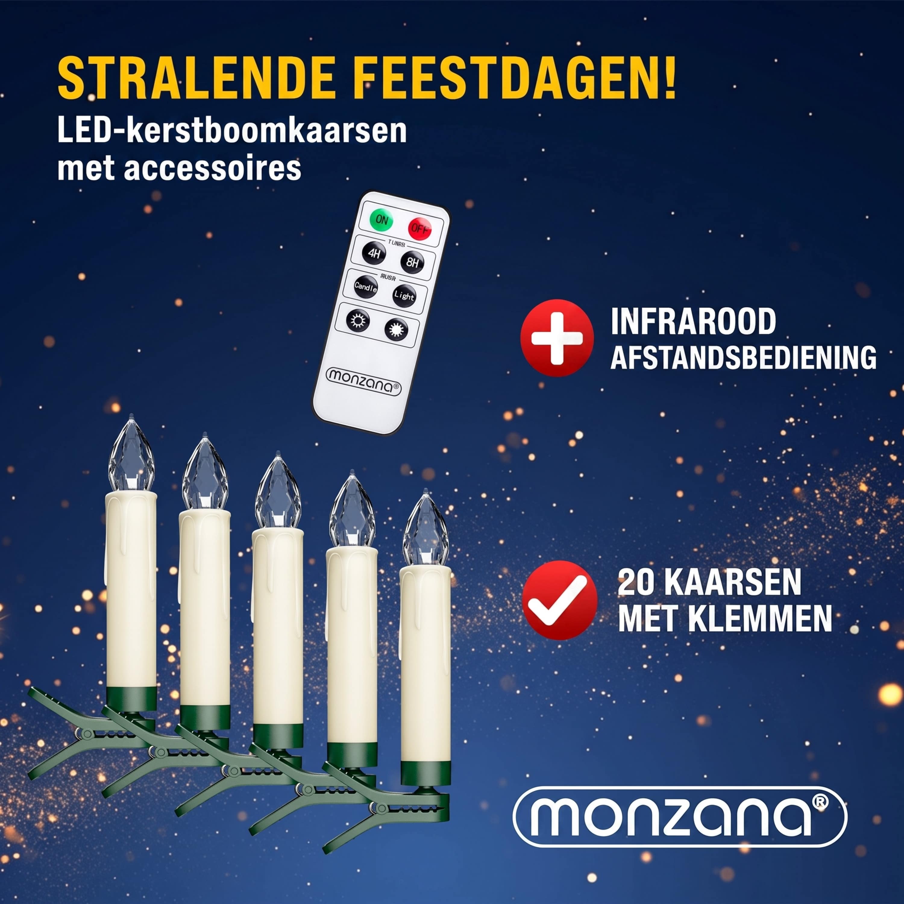 Kabellose Weihnachtsbaumkerzen LED 20er-Set Warmweiß mit Timer + Fernbedienung