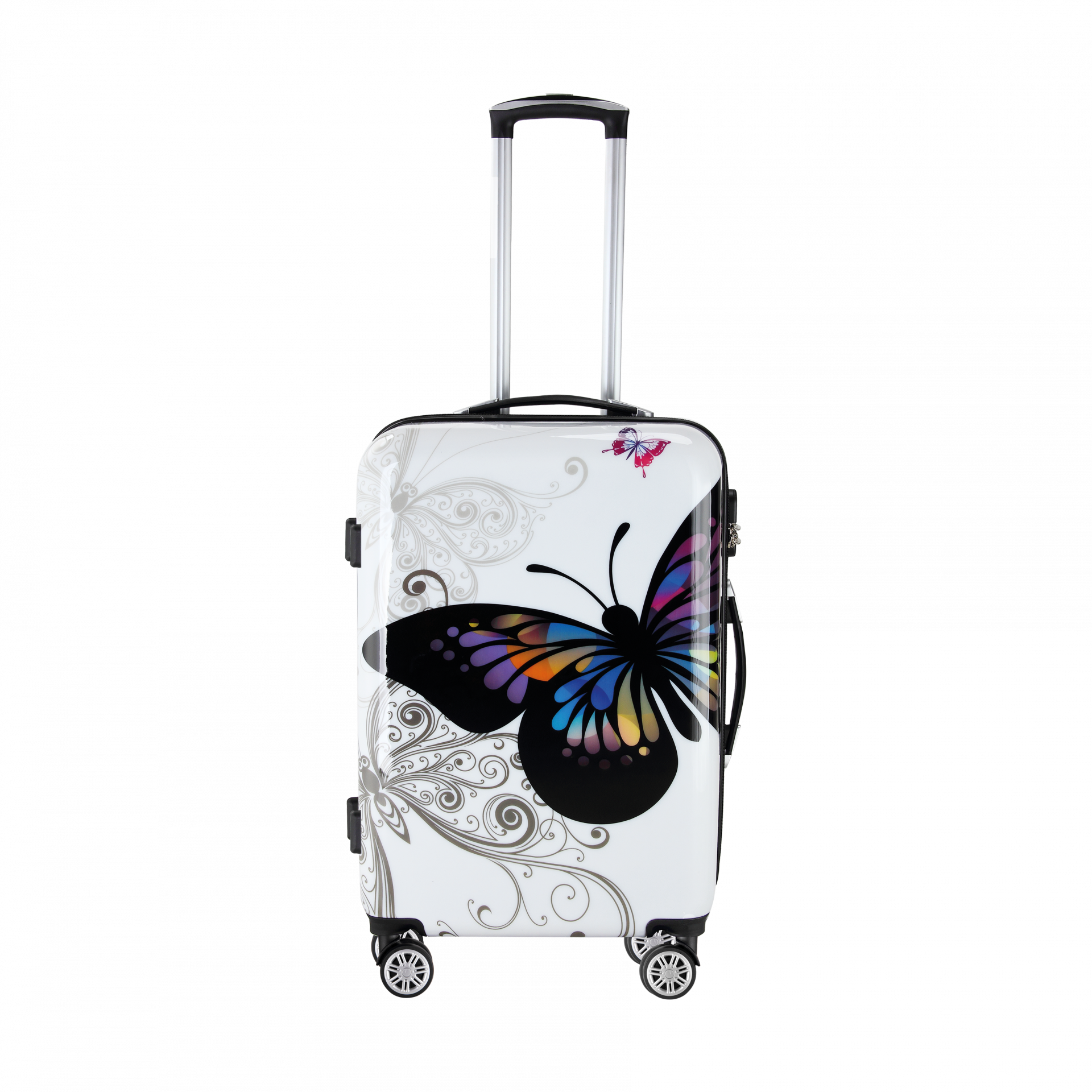 Hartschalenkoffer Set 4-tlg Rollen 360º Beautycase Butterfly Polycarbonat