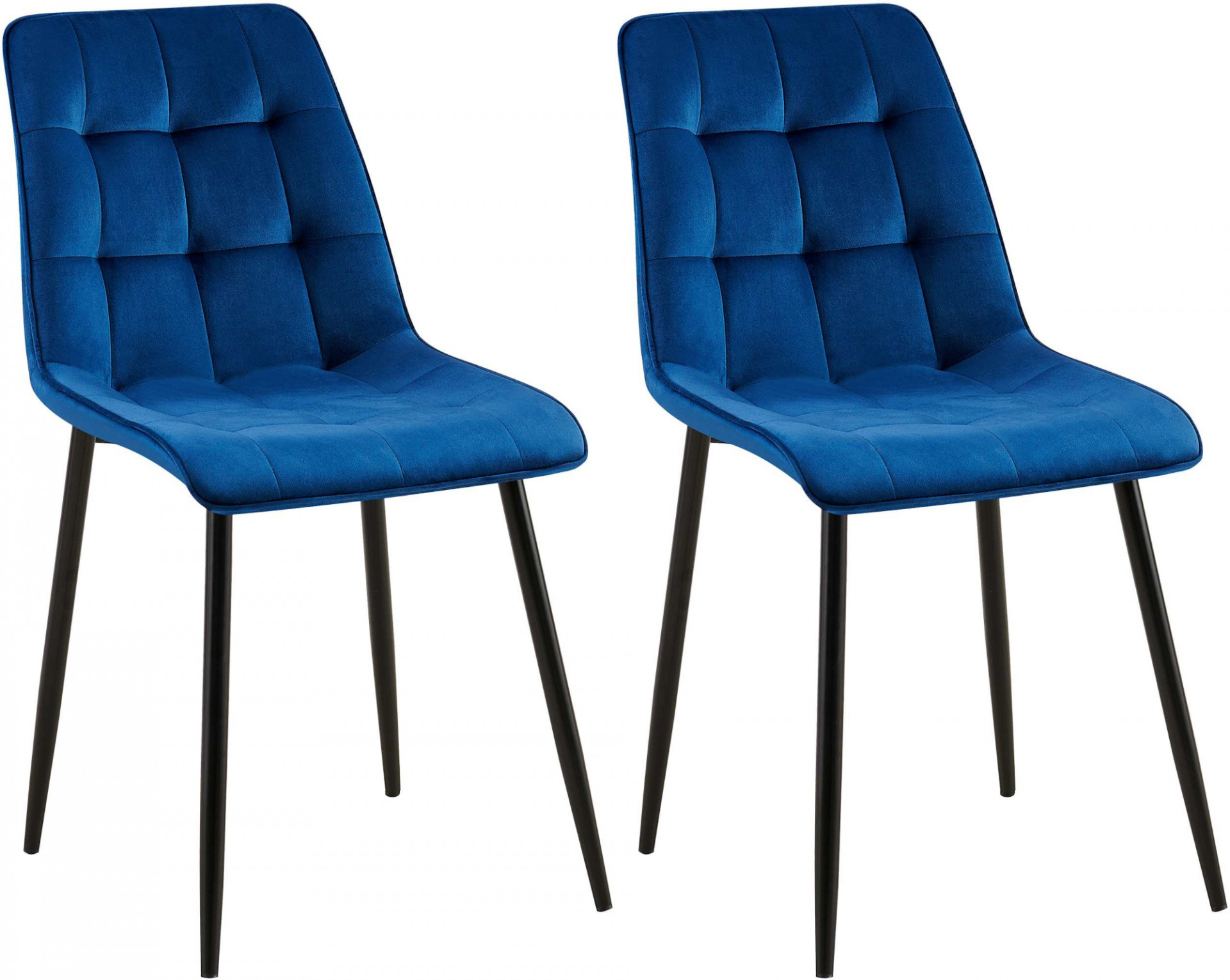 2er Set Esszimmerstuhl Gifford Samt, dunkelblau