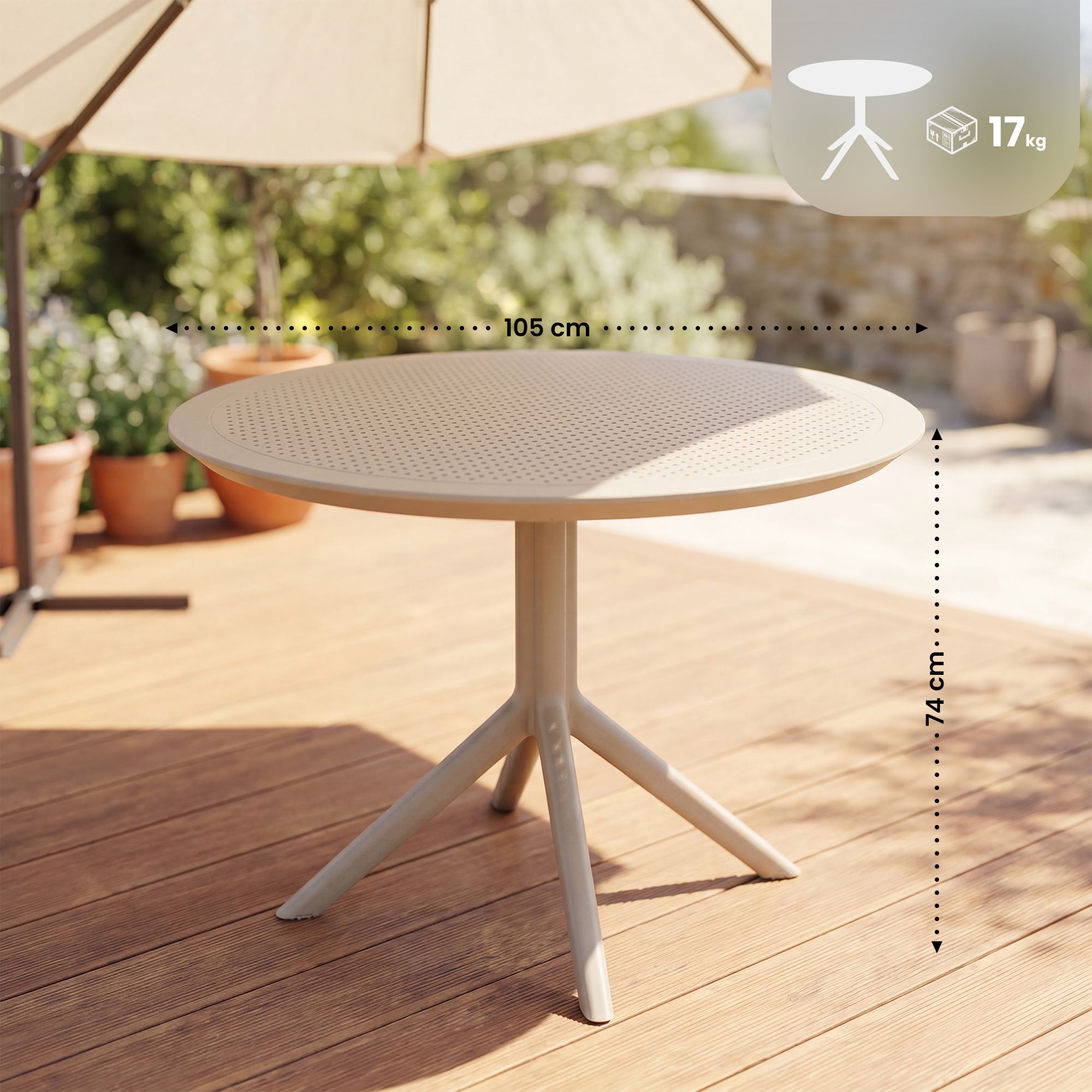 Tisch Sky rund 105 cm, taupe