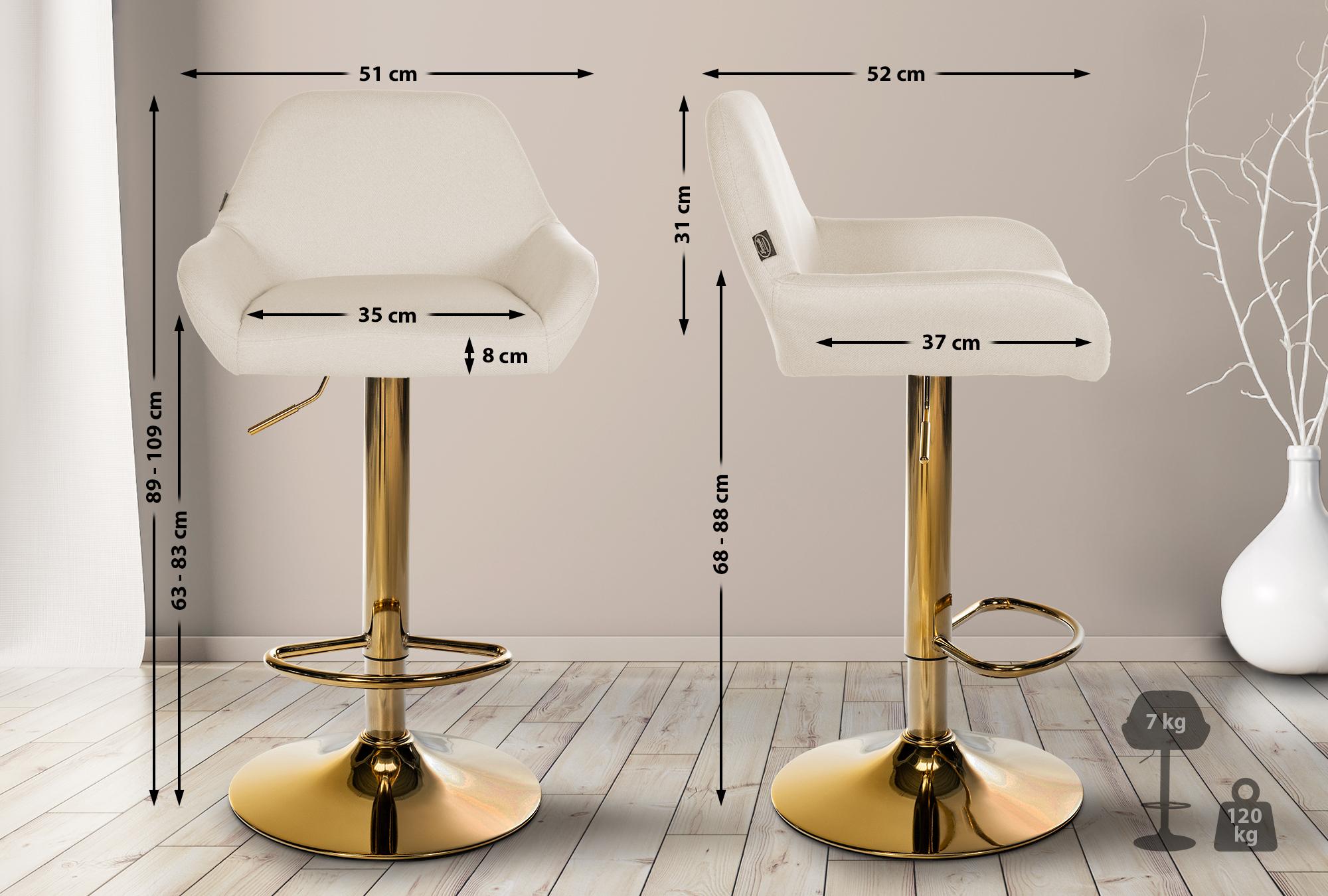 Barhocker Braga Gold Stoff, creme