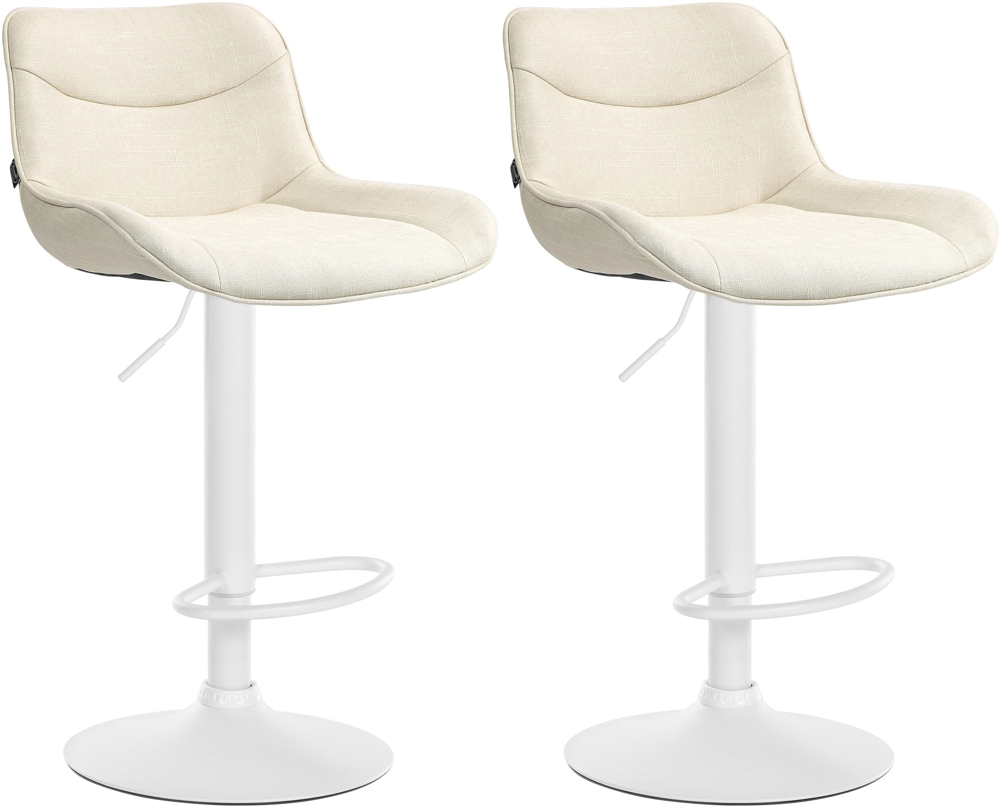 2er Set Barhocker Vonore Stoff weiß, creme