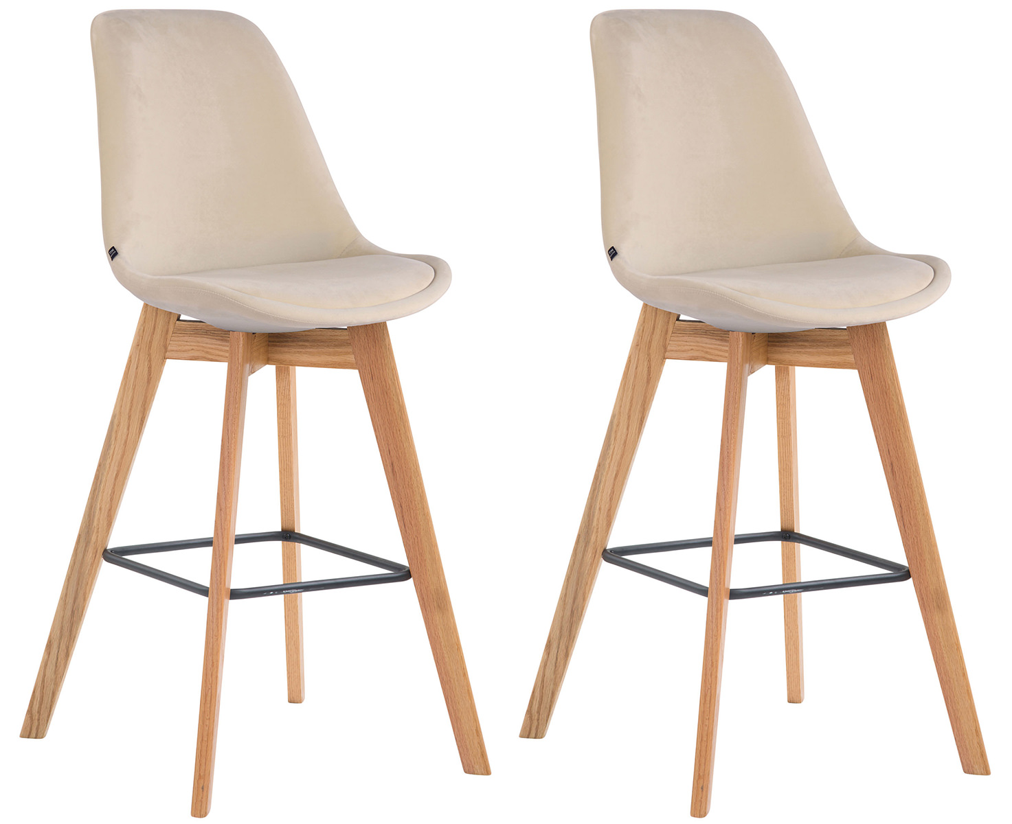 2er Set Barhocker Metz Samt natura, creme