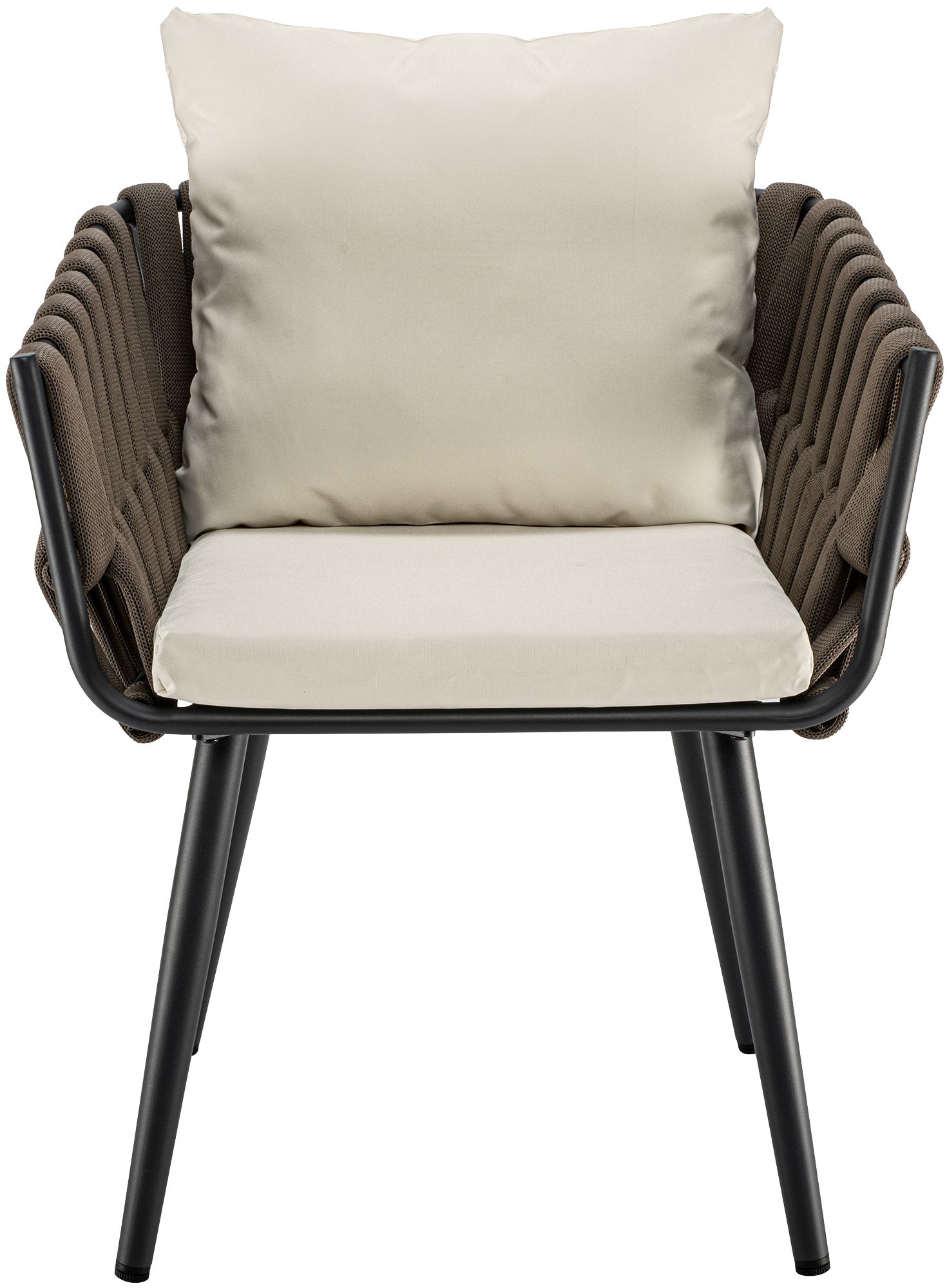 Gartenstuhl Lombardia Taupe mit Sitzkissen, creme