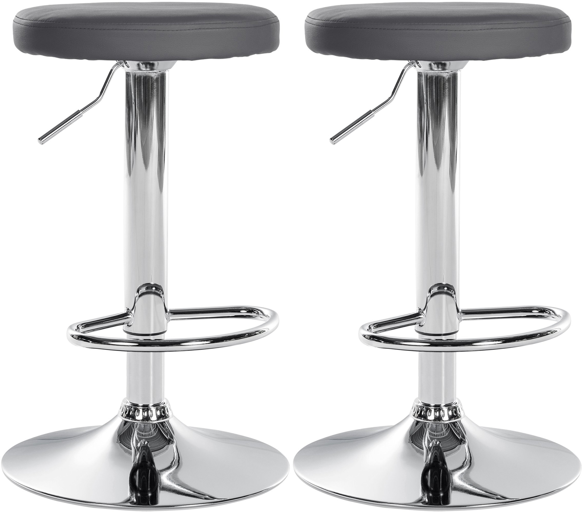 2er Set Barhocker Ponte Kunstleder chrom, grau