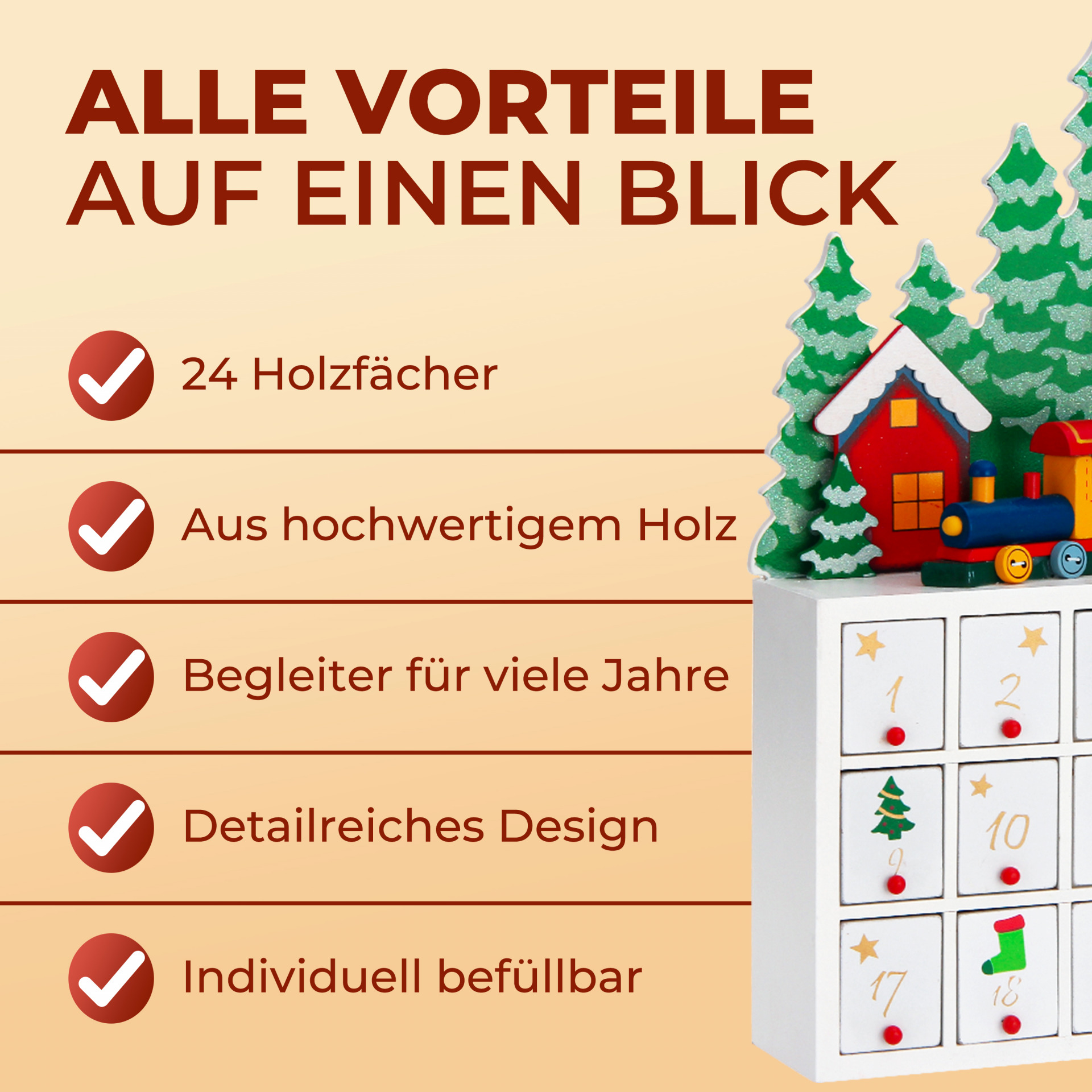 Adventskalender Winterlandschaft Holz