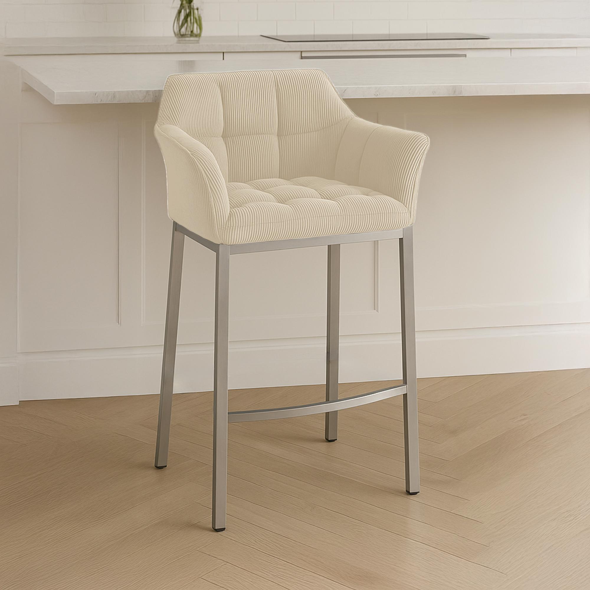 Barhocker Damaso E Cord mit 4-Fuß Gestell, creme