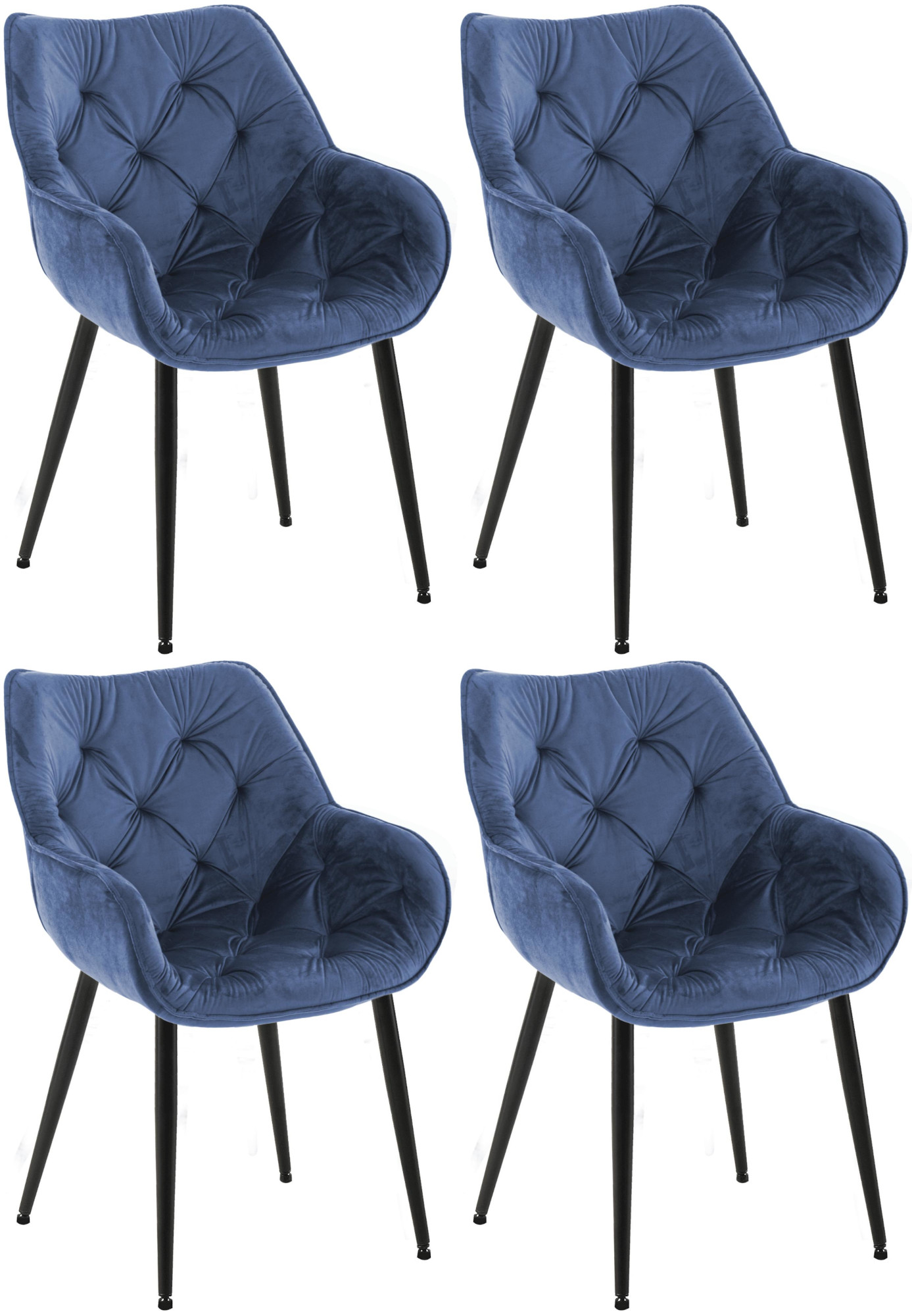 4er Set Stuhl Tanna Samt, blau