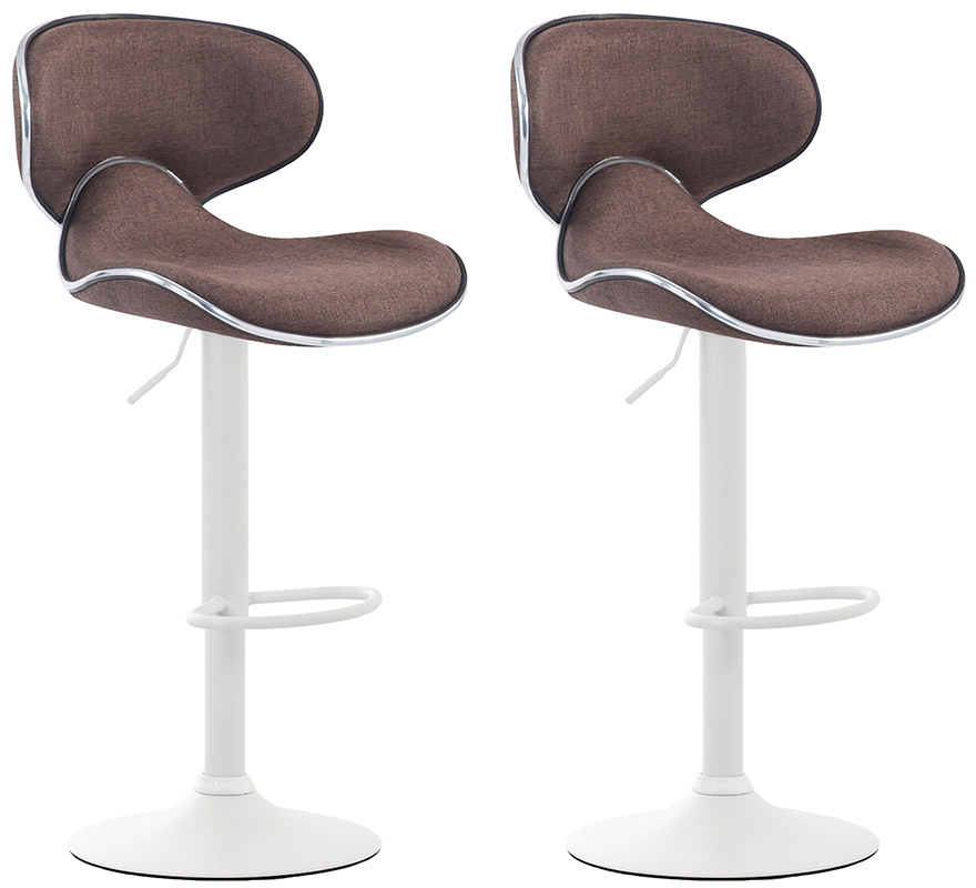 2er Set Barhocker Las Vegas V2 Stoff weiß, braun