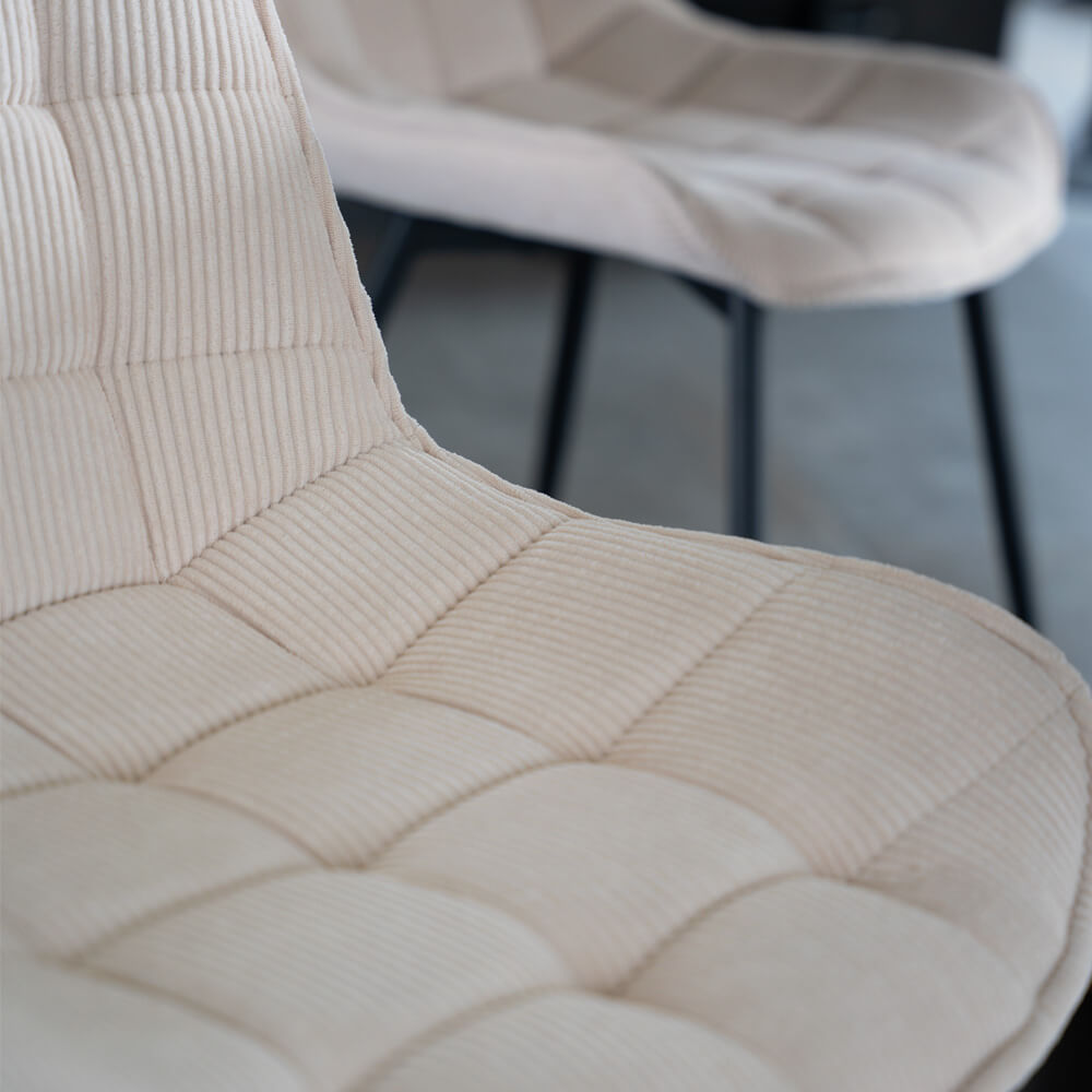 Polsterstuhl Esszimmer Cord IKALO – 6er Set Creme