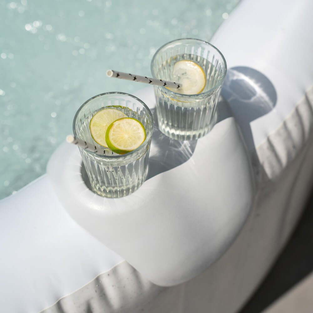 Outdoor Whirlpool inkl. Kissen, Getränkehalter und Sonnendach SPLASH - Ø208 cm 6 Personen Grau