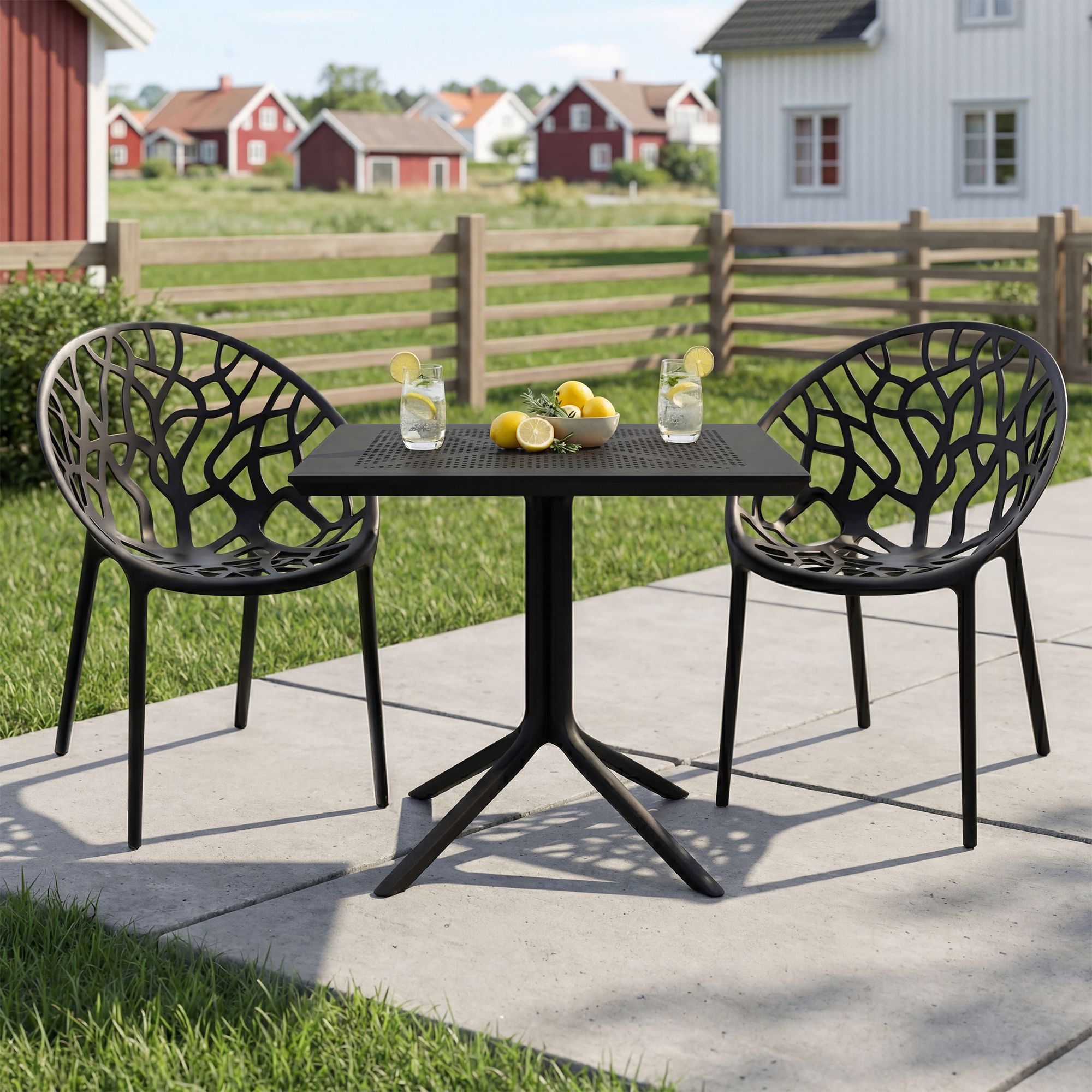 Gartenmöbel-Set Avara mit 2 Stühlen, schwarz