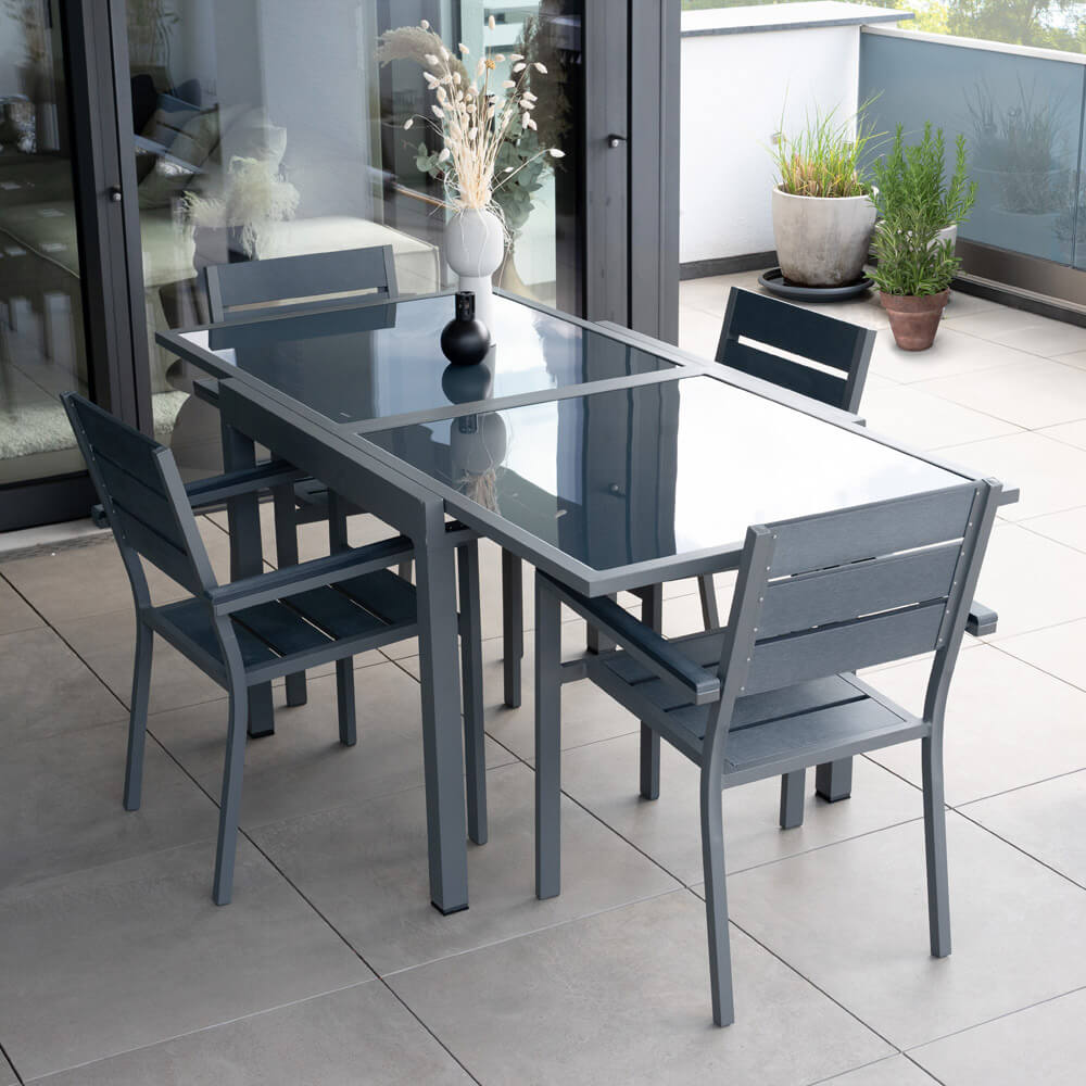 Garten-Sitzgruppe ausziehbar VERANO MADERA - 180/90 x 90 cm 8 Stühle