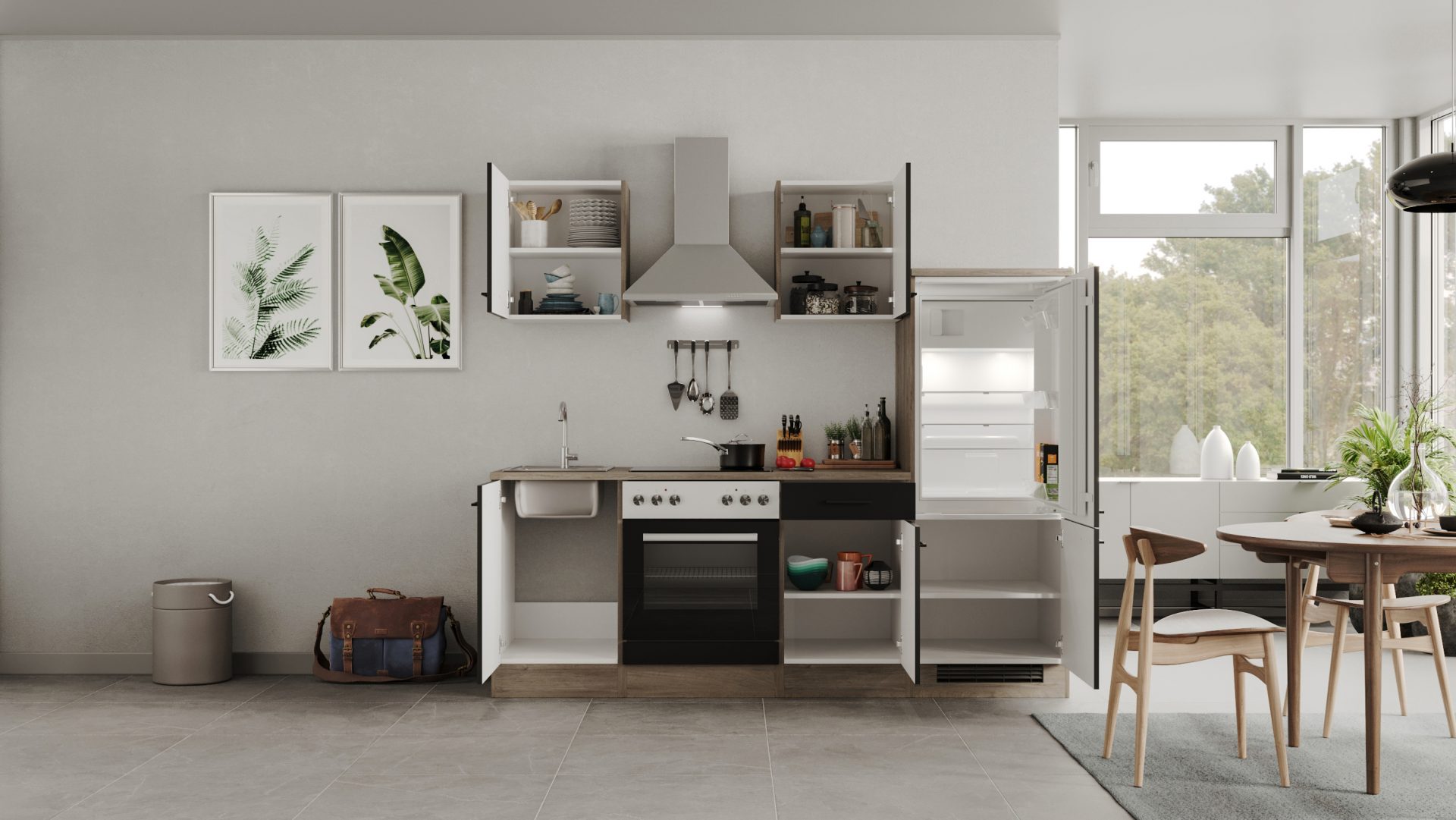 Küchenzeile Capri 220 cm mit E-Geräten