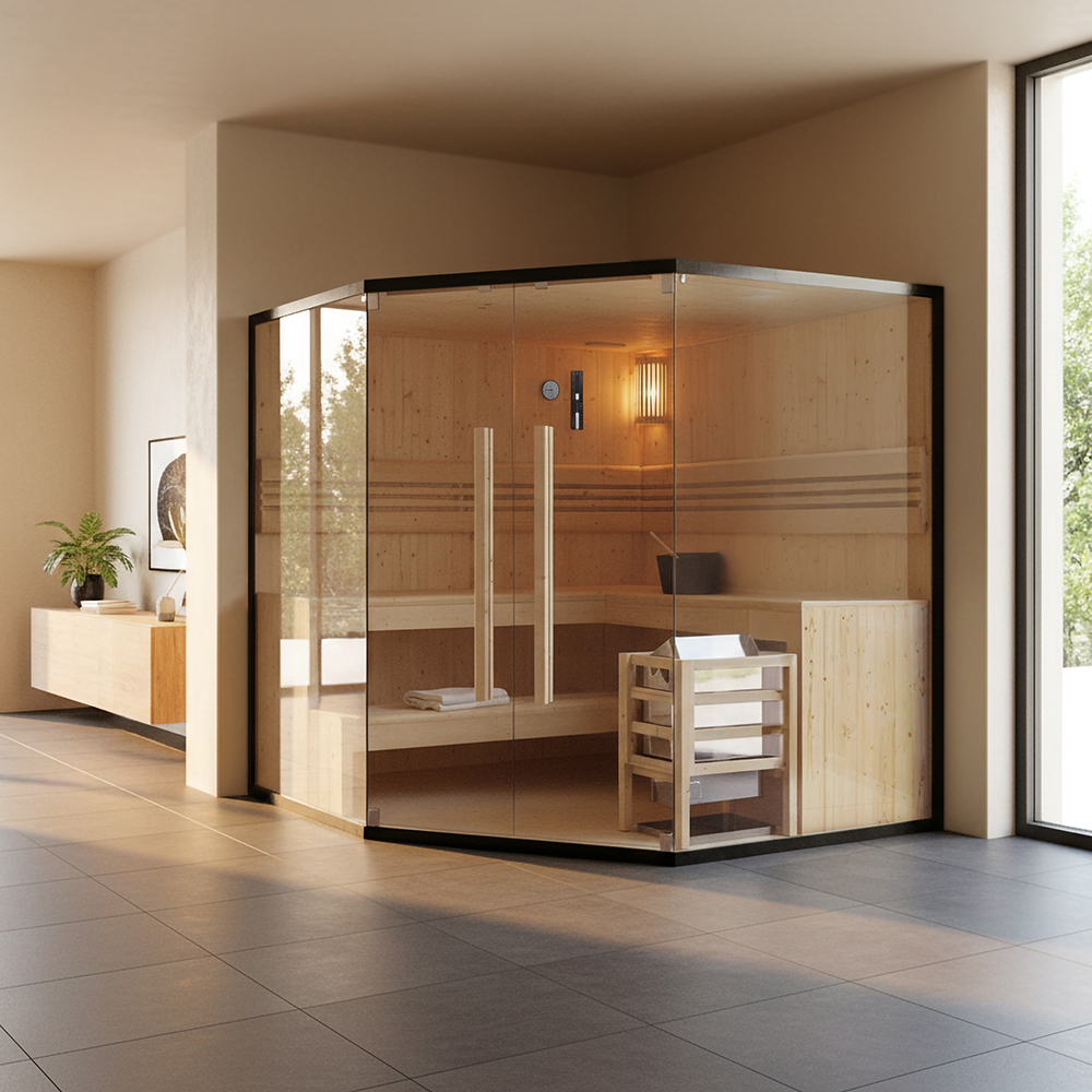 Traditionelle Sauna SHADOW XL BIG - 200 x 200 cm für 6 Personen