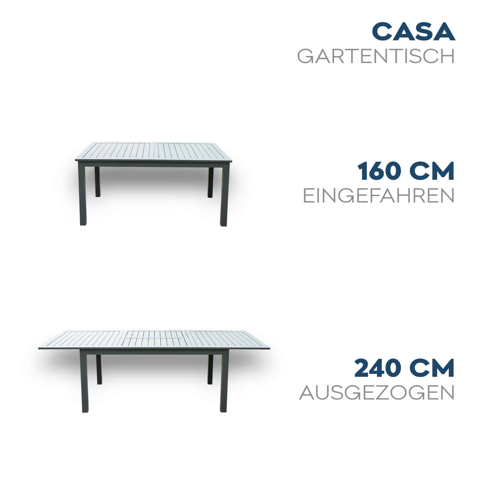 Garten-Sitzgruppe ausziehbar CASA MADERA - 160/240 x 100 cm 2 Stühle