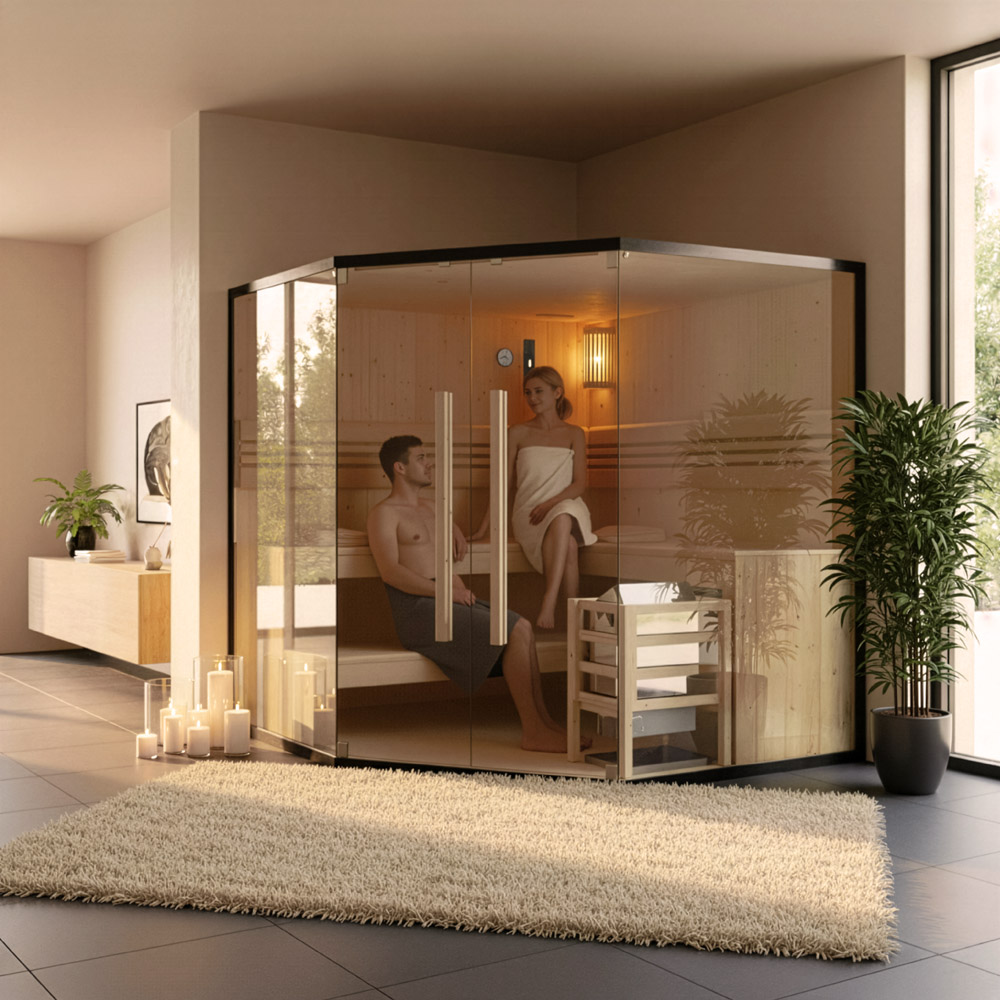 Traditionelle Sauna SHADOW XL BIG - 200 x 200 cm für 6 Personen