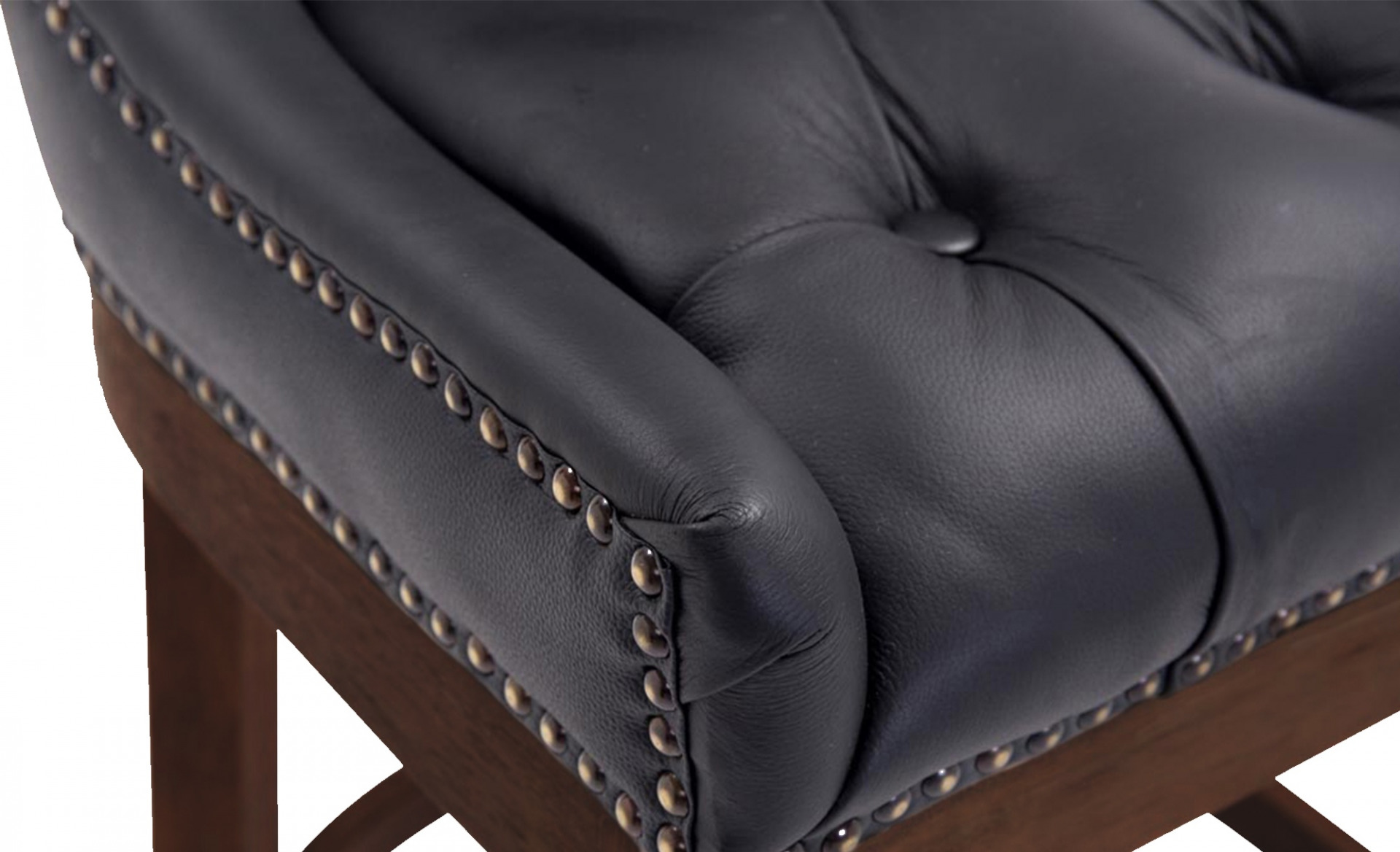 Barhocker Lakewood Echtleder, Antik, schwarz