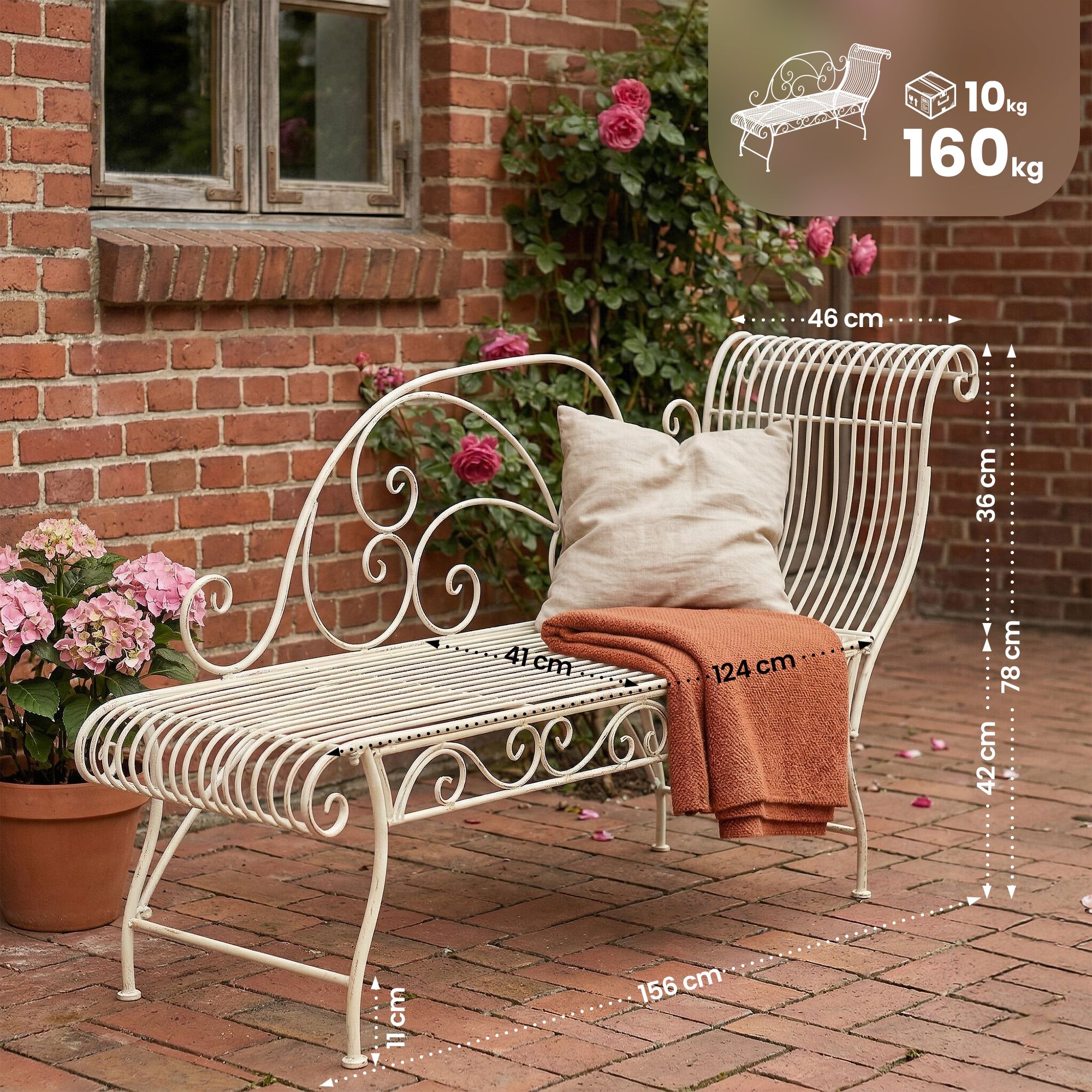 Gartenbank Karma, antik-creme