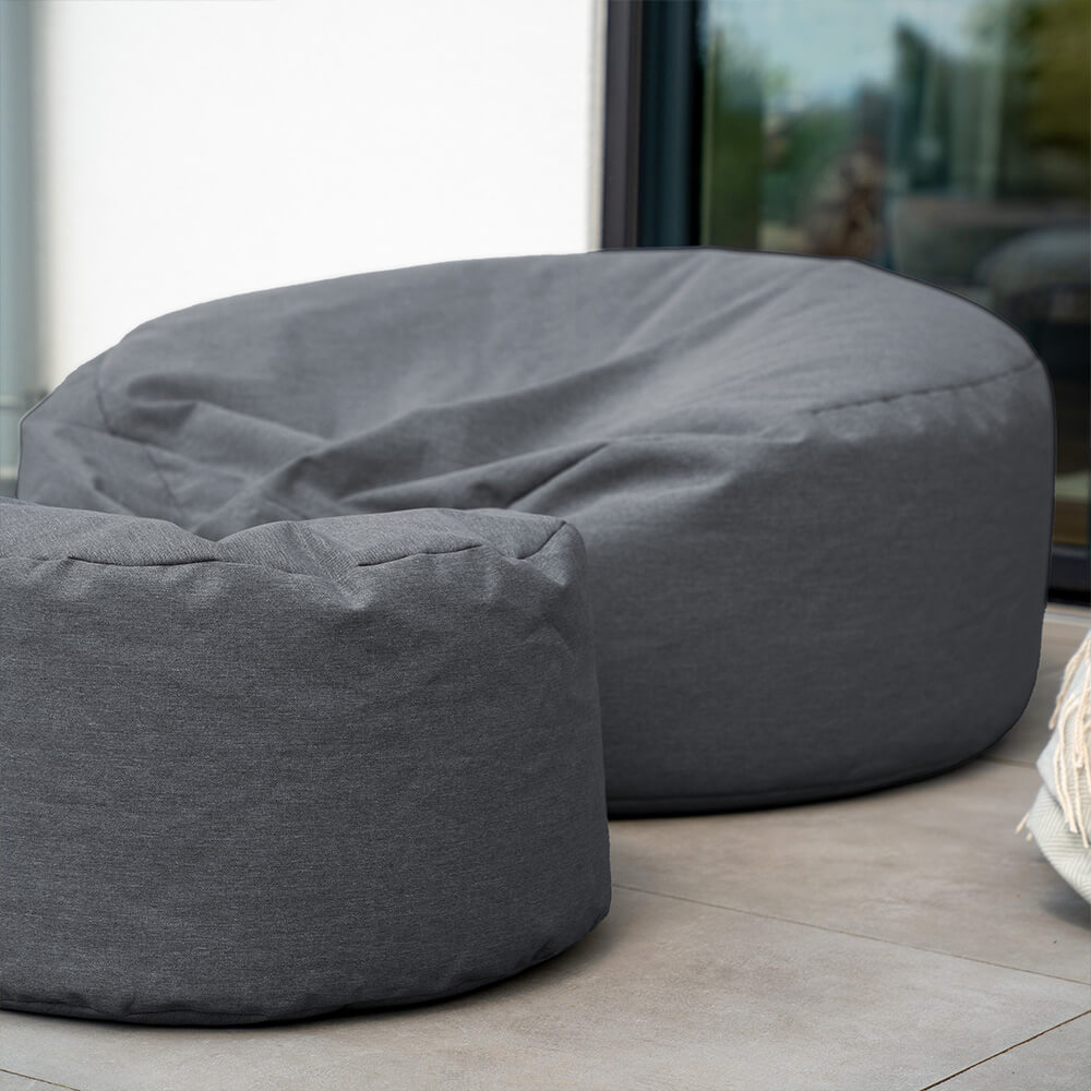 XXL Outdoor Sitzsack CLOUD mit Hocker - Anthrazit