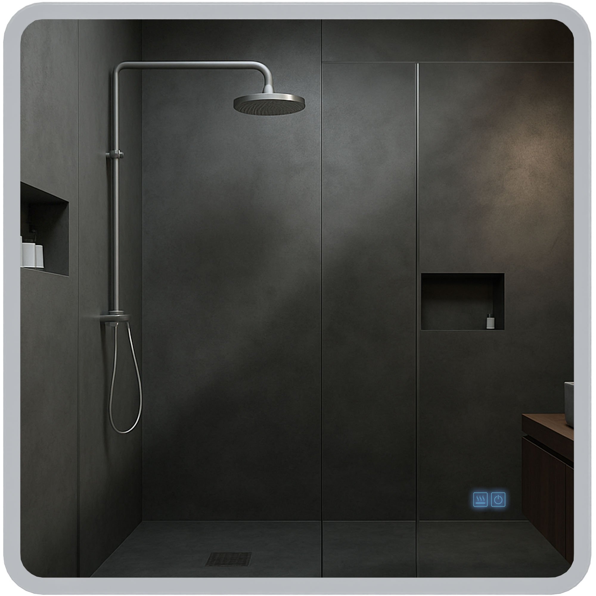 Badspiegel Jericho 80x80 mit Bluetooth, klarglas