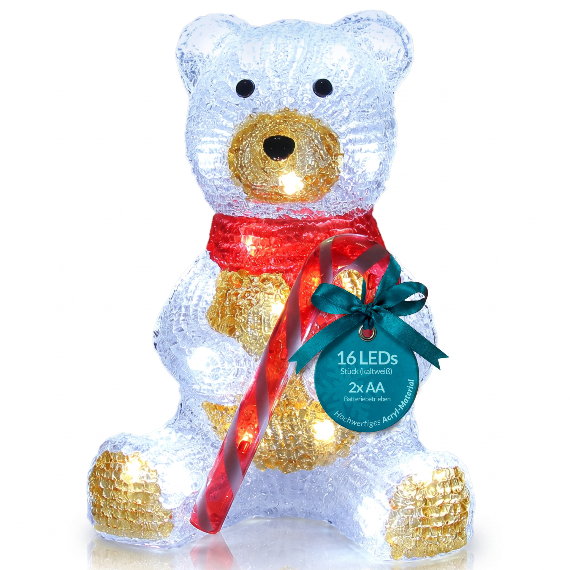 LED Acryl Figur Weihnachten Teddy sitzend