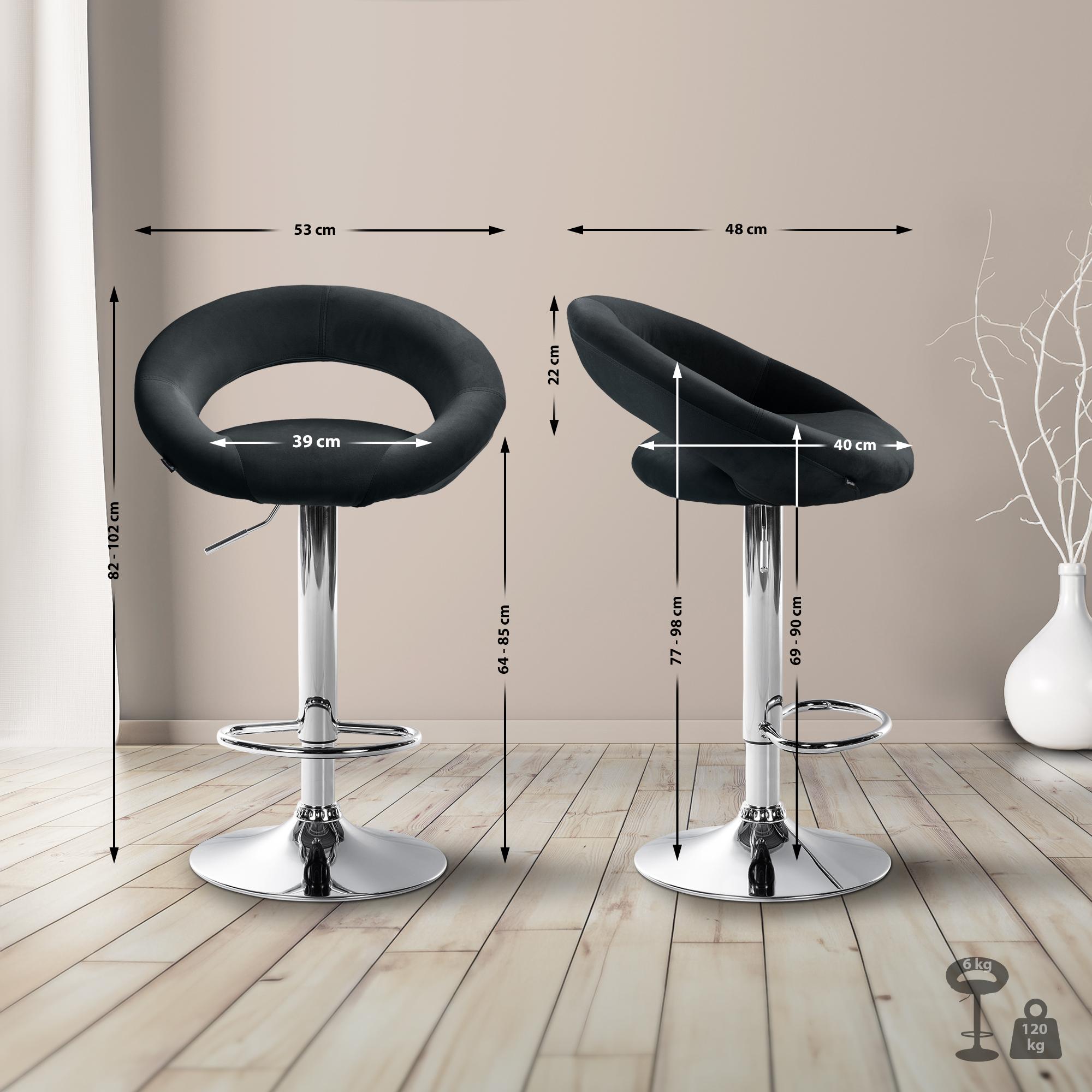 Barhocker Olinda Samt chrom, schwarz