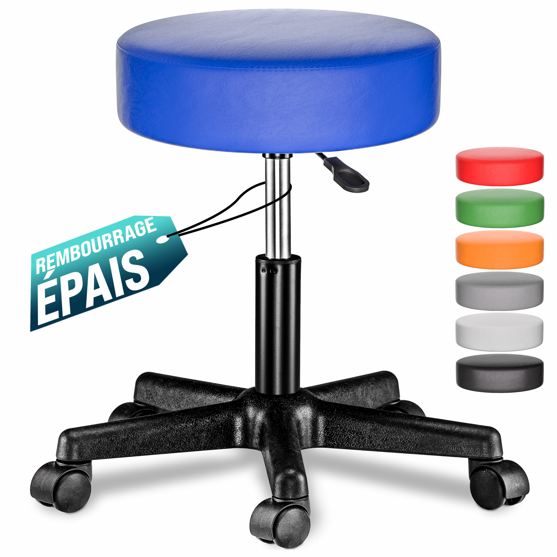 Rollhocker Kunstleder Blau 360° drehbar