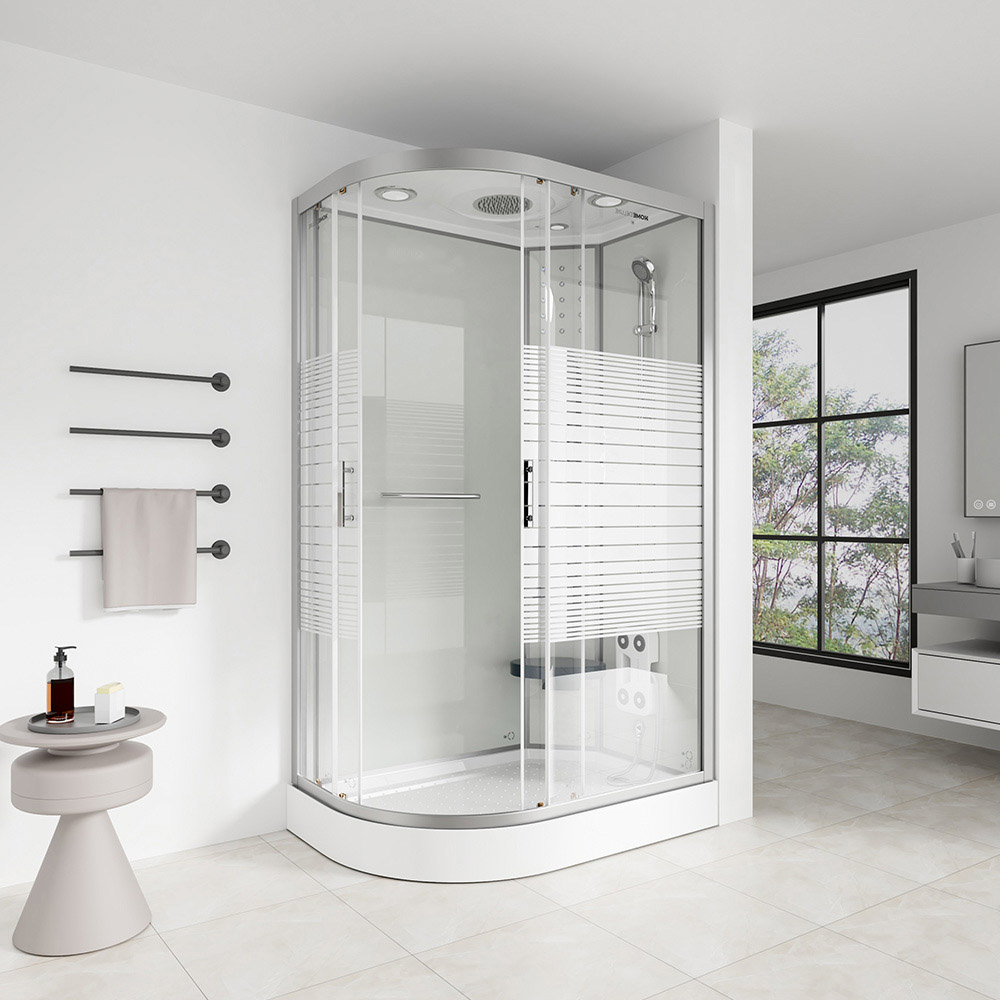 Duschkabine mit Wasserfall und Rückenmassage WHITE PEARL - 120 x 80 cm Links