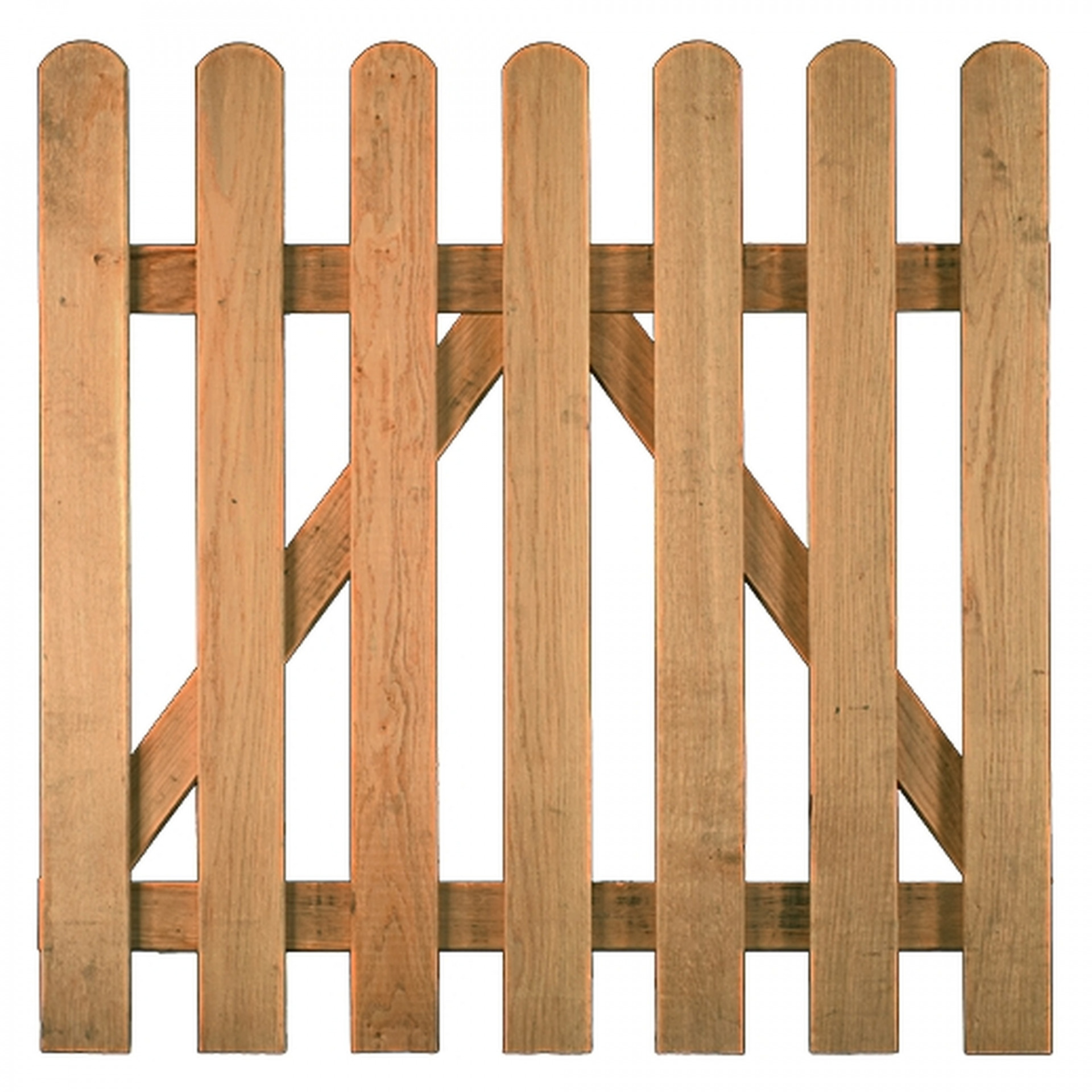 LUKA-Staketenzaun - TOR Eiche, 100 x 100 cm, gerade, Latten 20/90 mm, glatt, Riegel 28/70 mm