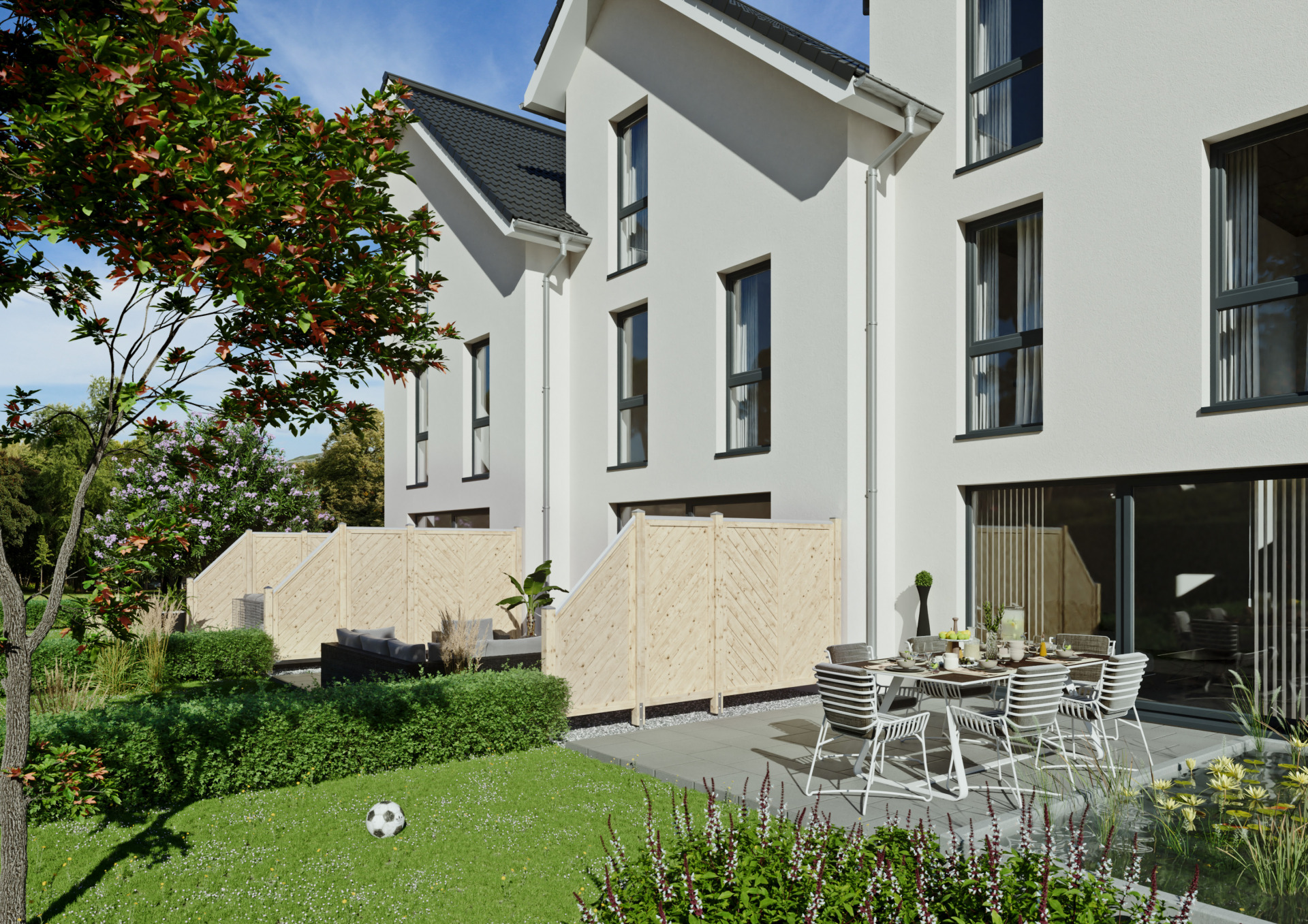 CLASSIC-Serie-Diagonal ECKE, 90 x 180/90 cm, ECKE, Rahmen 40/70 mm, Profilbretter 16/118 mm