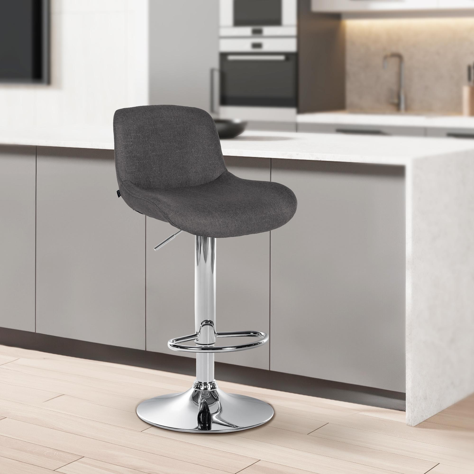 Barhocker Solon Chrom Stoff, dunkelgrau