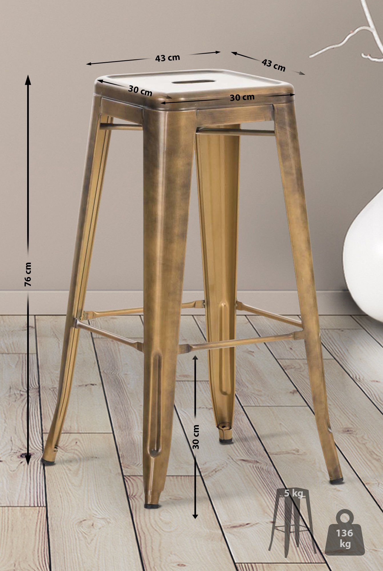 Barhocker Joshua V2, gold