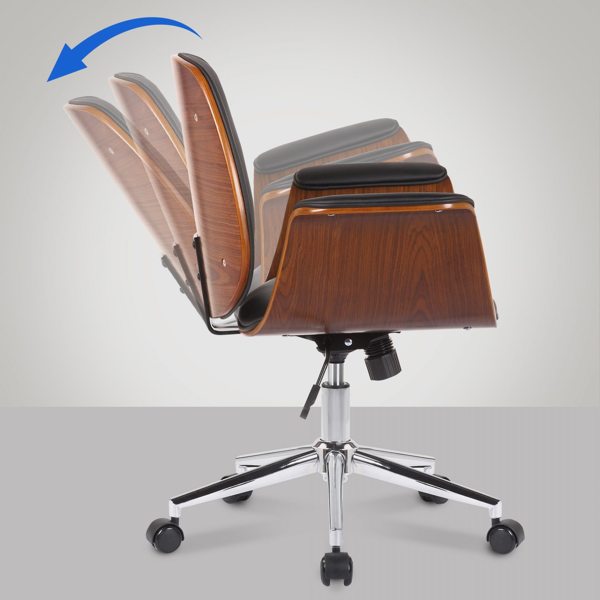 Bürostuhl Kemberg Kunstleder, walnuss/schwarz