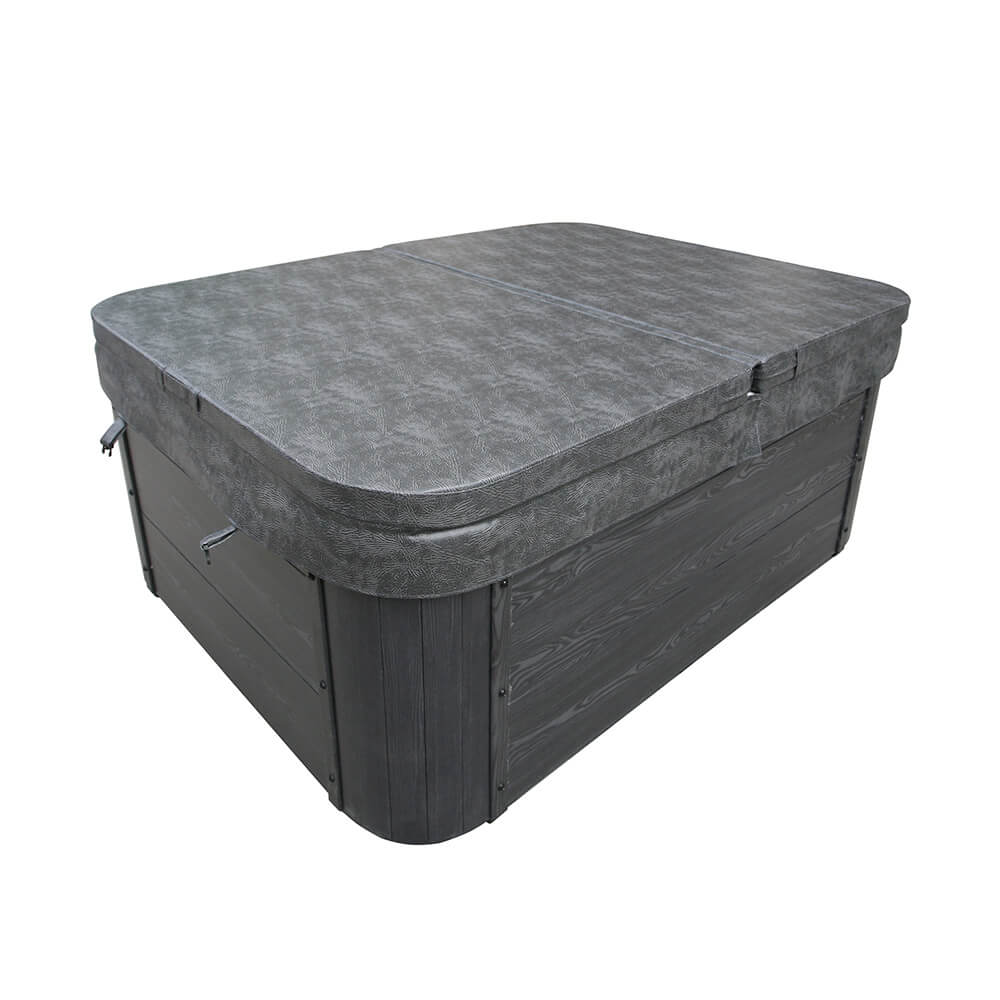 Outdoor Whirlpool mit Treppe und Thermoabdeckung WHITE MARBLE Anthrazit - 210 x 160 cm für 3 Personen