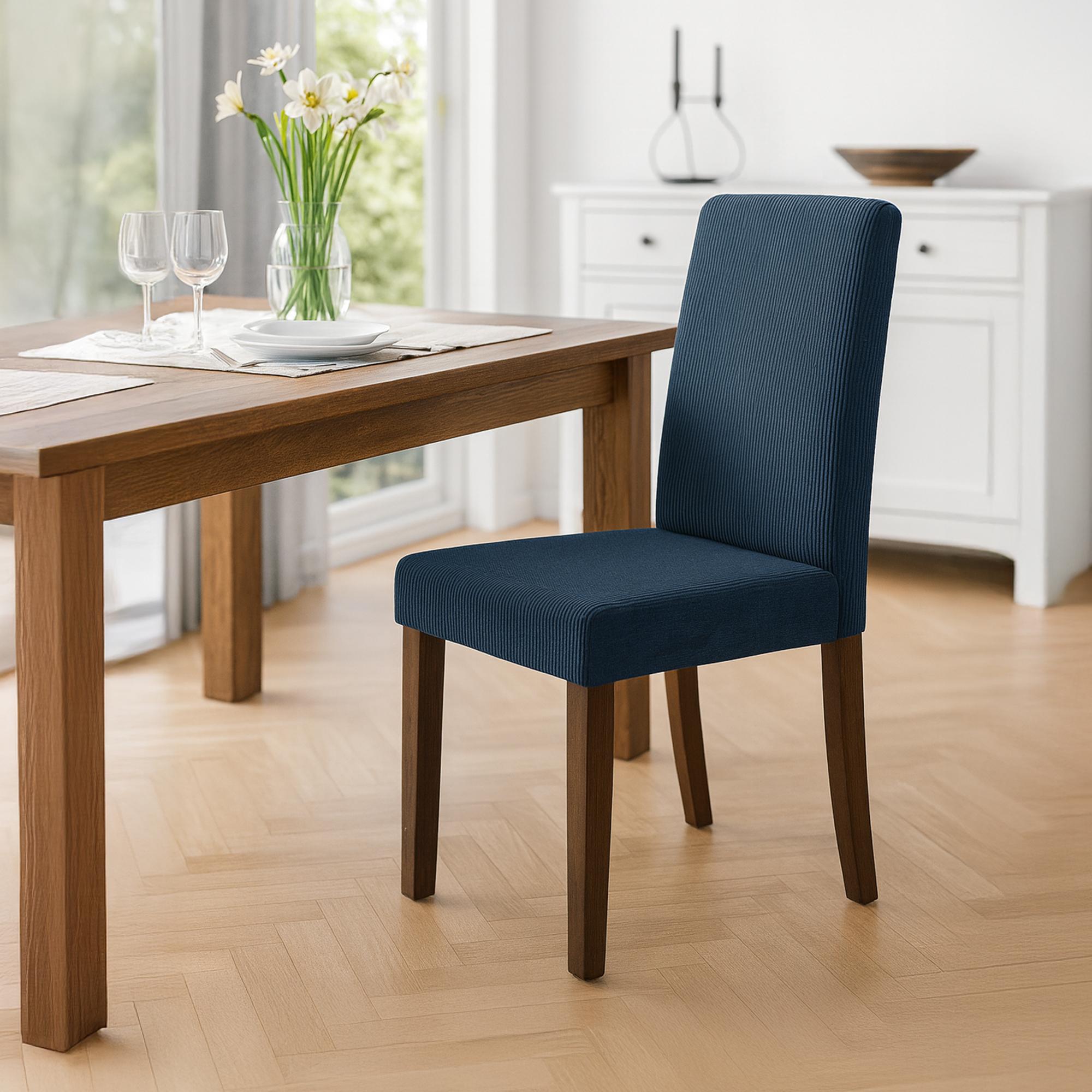 2er Set Esszimmerstuhl Ina Cord antik dunkel, blau