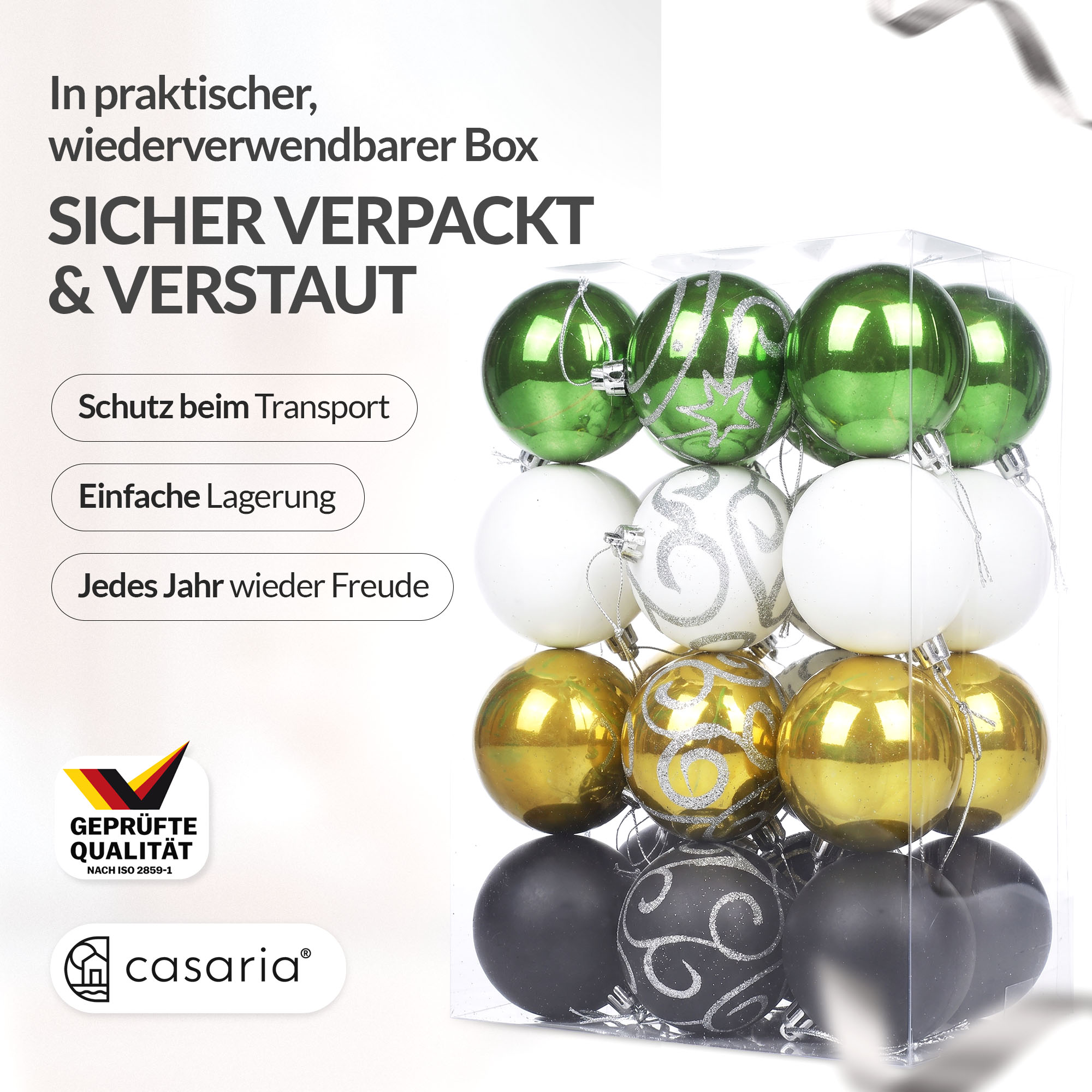 Weihnachtskugeln Bunt 24 tlg in matt glänzend + glitzernd
