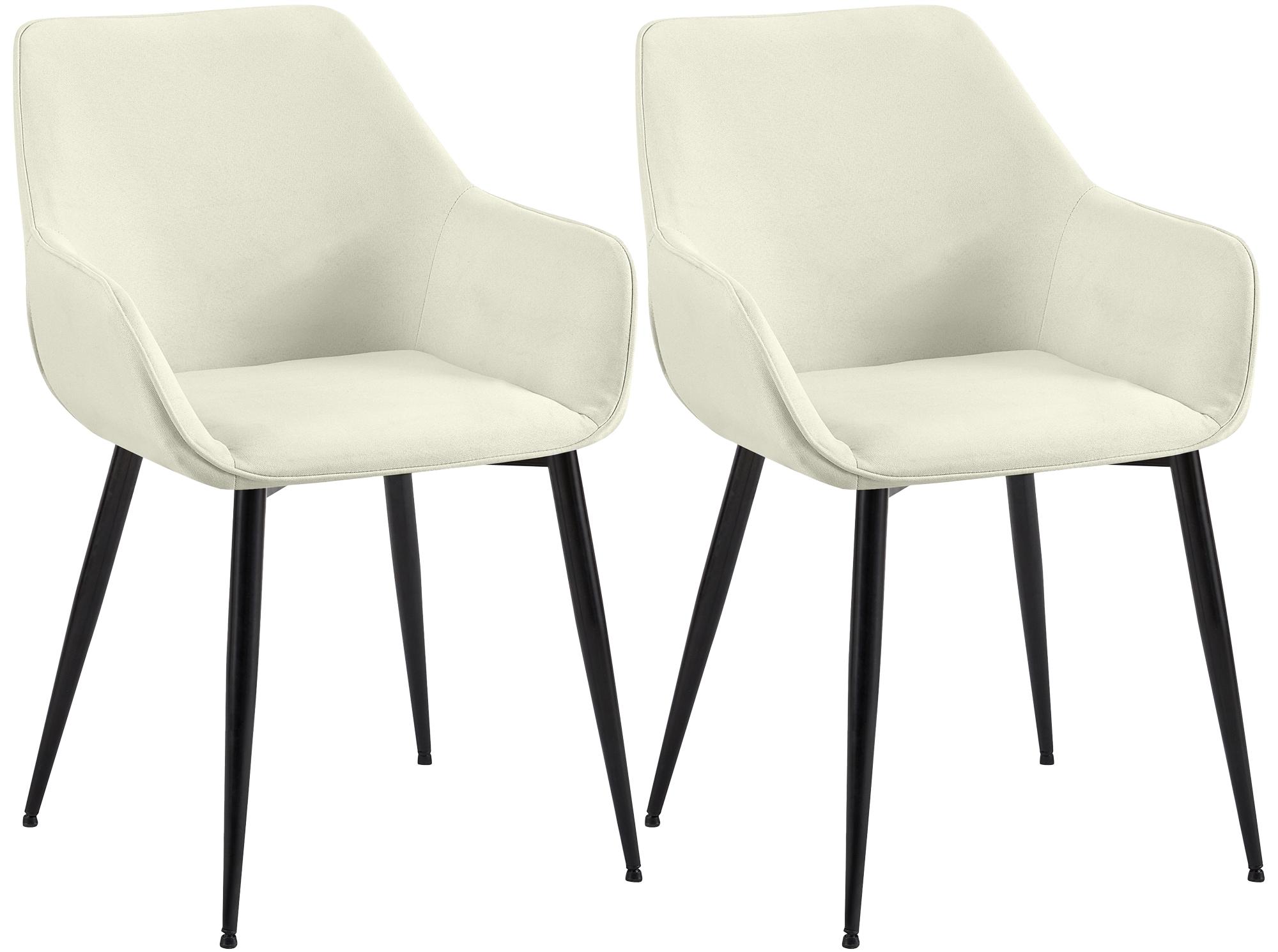 2er Set Esszimmerstuhl Luena Stoff, creme