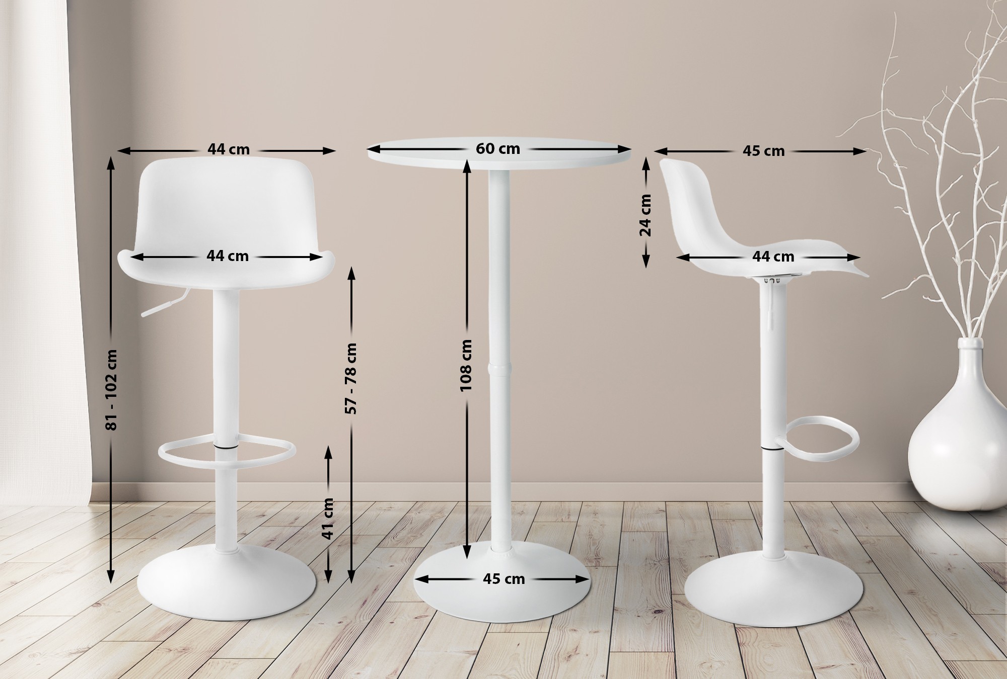 2er Bartisch Set Medora, weiß