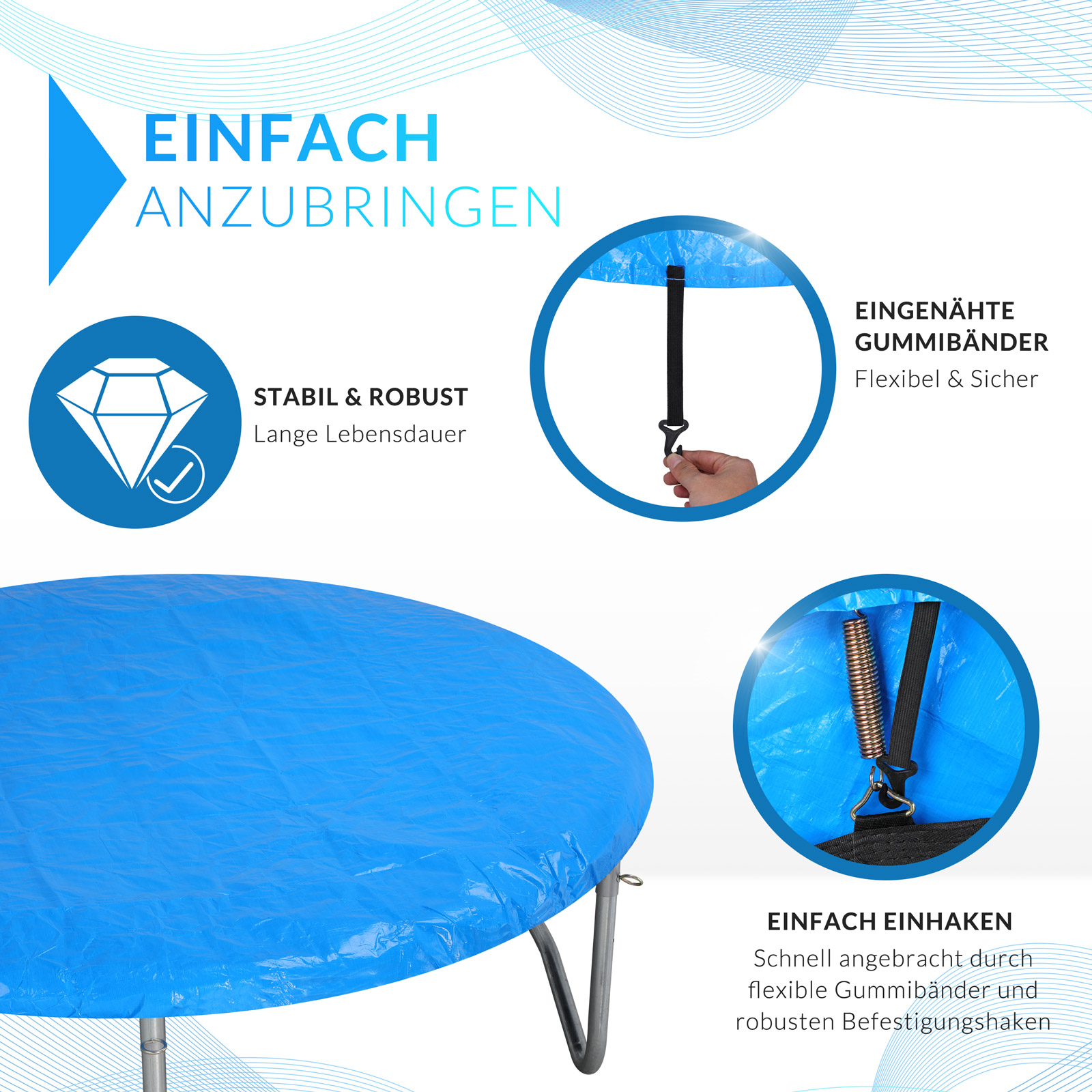 Abdeckung Trampolin Blau Ø183cm