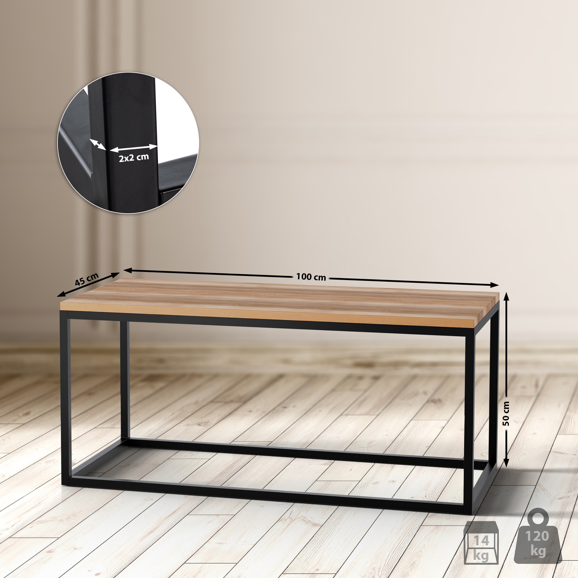 Couchtisch Manteo 100x45x50 cm, eiche